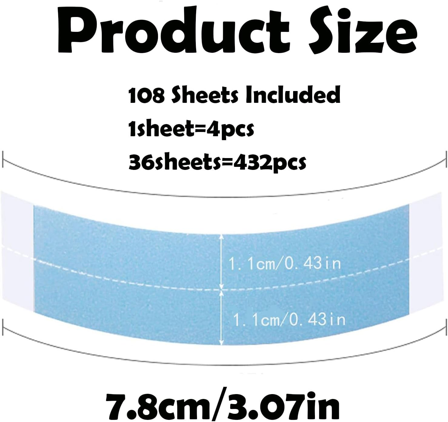 REGODI 108Sheets（324 PCS） Pre-Cut Wig Tape - Double Sided Invisible Adhesive for Lace Wigs & Toupee, Waterproof & Long Lasting Hold, Strong Bonding Strips (Blue) image number 2