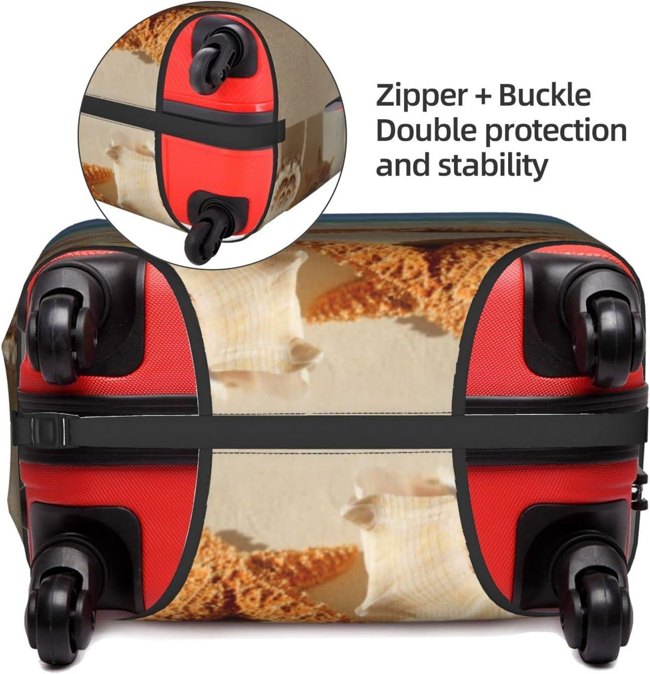 Summer Starfish Seashell Luggage Cover Washable Suitcase Protector Anti-Scratch Suitcase Cover Fits 18-32 Inch Luggage image number 4