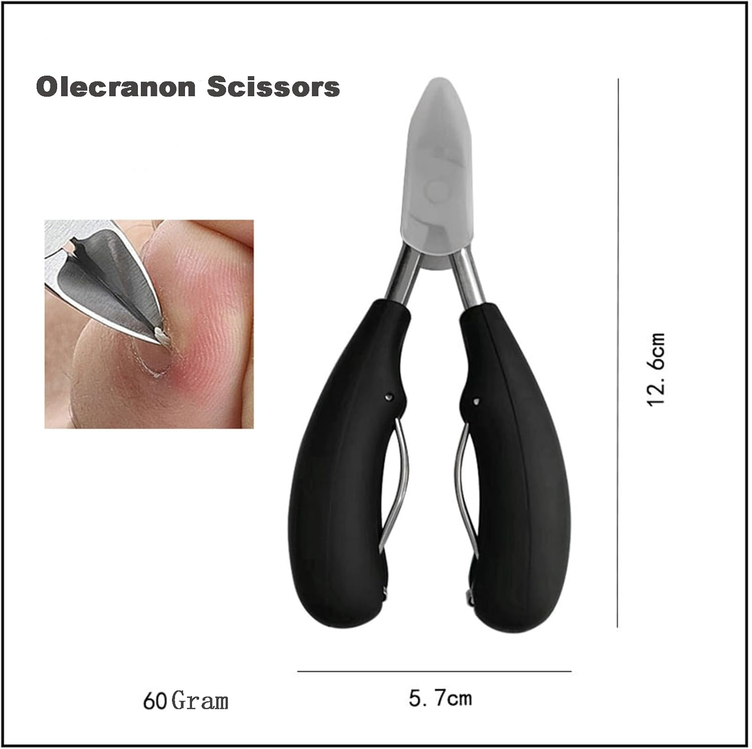 5 Pcs Large Manicure Nail Clippers with Super Sharp Curved Blade, Toe Nail Clippers for Thick & Ingrown Nails, Stainless Steel Heavy-Duty Toenail Clippers & Fingernail Clippers for Men Women (Black)