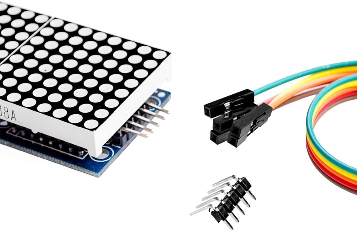 2Pcs MAX7219 Dot Matrix Module(Red Light) 4 in 1 Display for Arduino Microcontroller with 5Pin Line(Christmas Decoration DIY Letters Electronic Display)