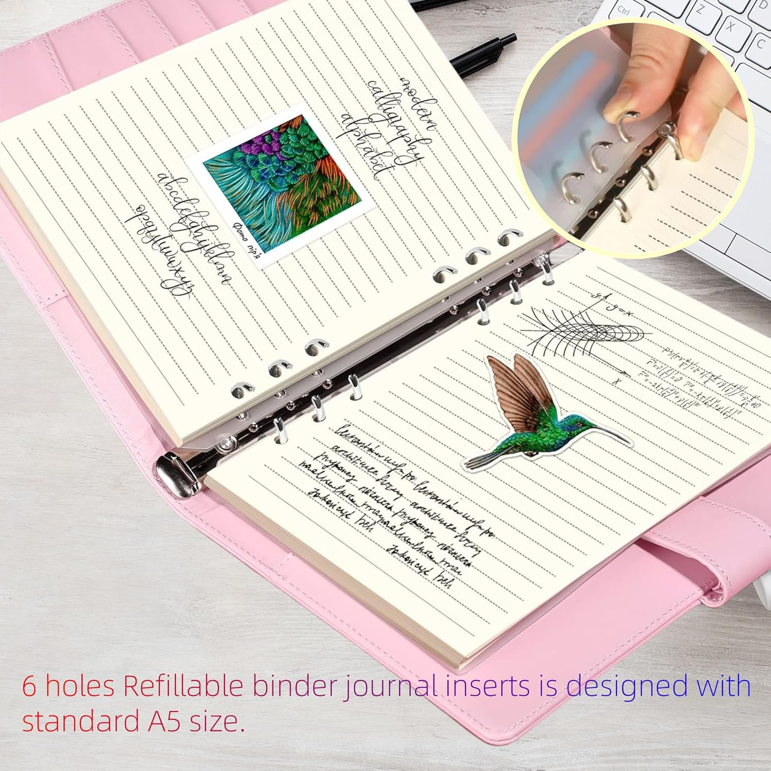 A5 Refill Paper Planner Inserts, 6-Hole Loose Leaf Paper, College Ruled Loose Leaf with Binder Dividers, Punched Notebook Refills for 6-Ring Refillable Binder, 80 Pages (2 Packs)