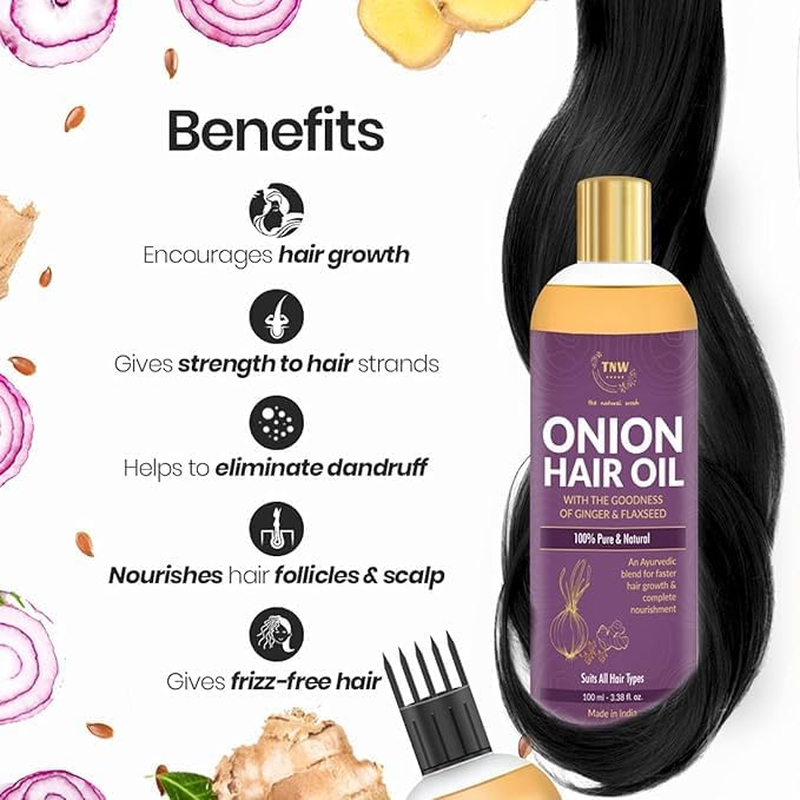 TNW-THE NATURAL WASH Onion Hair Oil for Strong & Healthy Hair for All Hair Types, Prevents Hair Fall, No Mineral Oil & Synthetic Fragrance, 100Ml, (Pack of 2) image number 2