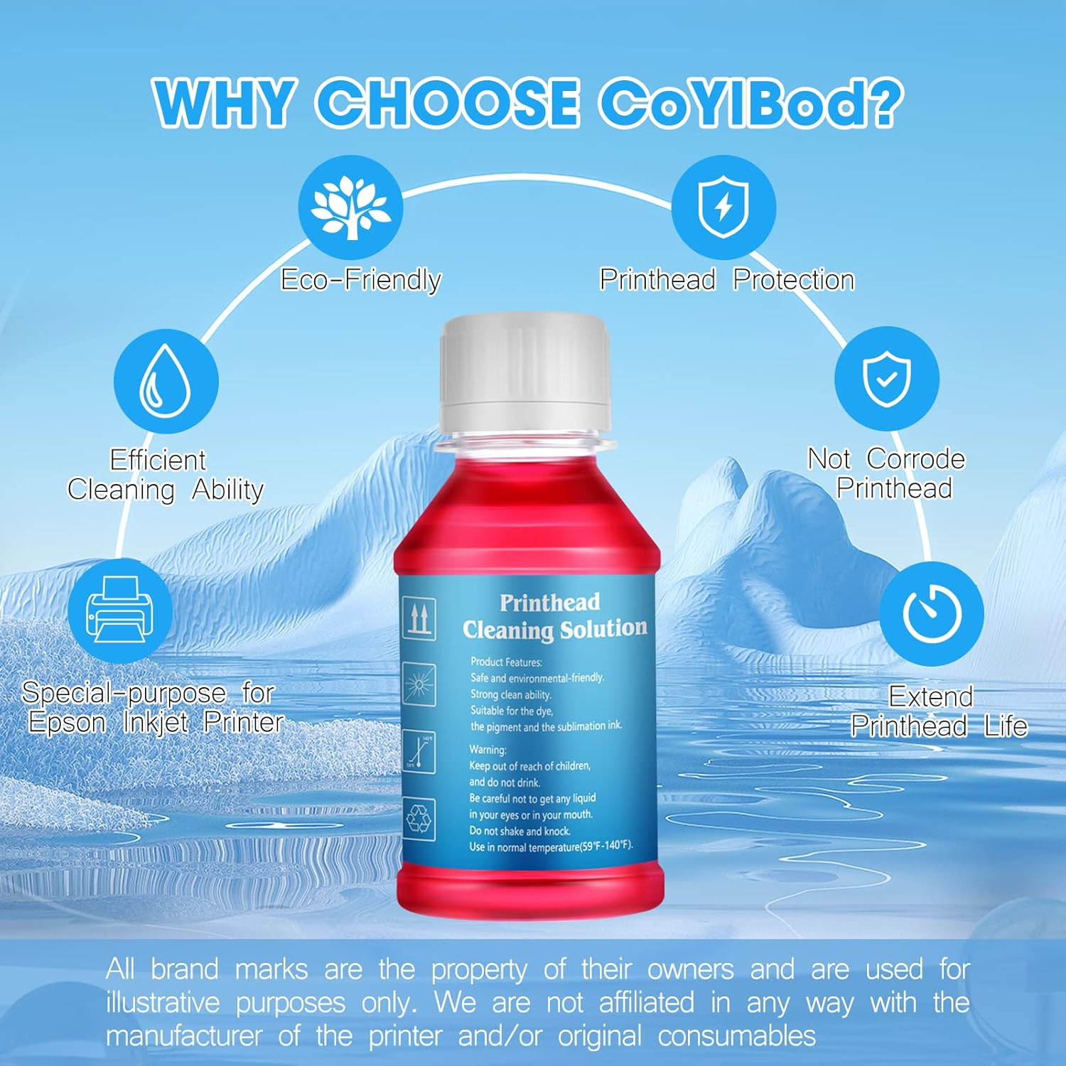 Printhead Cleaning Kit Printer Flush Kit for Epson ET-2850 ET-2800 ET-2803 ET-2760 ET-2720 ET-3850 ET-15000 ET-2750 ET-4800 2400 WF-7720 WF-7710 WF-7210 WF-7610 WF-3640 Printer Nozzle Cleaner