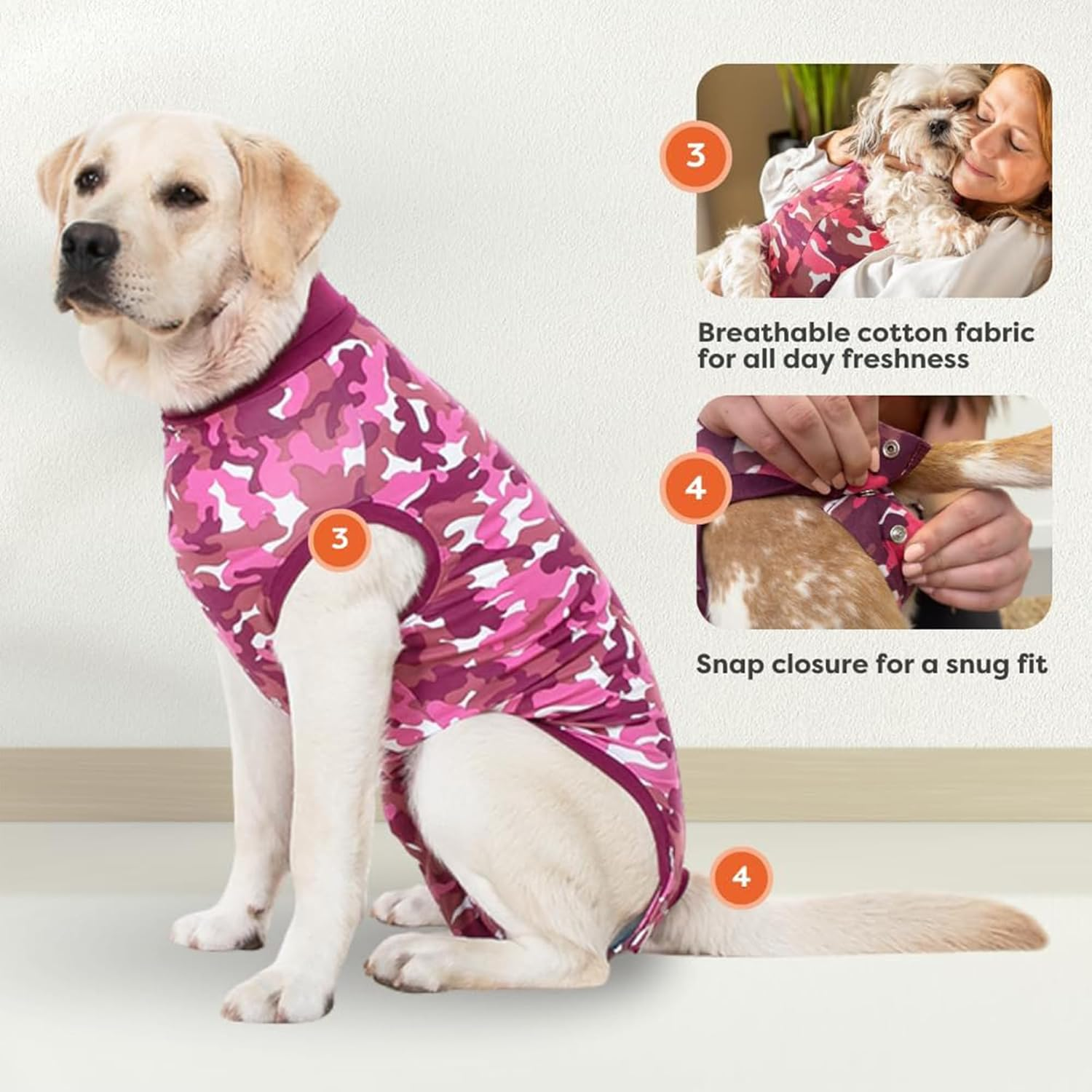 Suitical Recovery Suit Dog, Xx-Large, Pink Camouflage image number 3