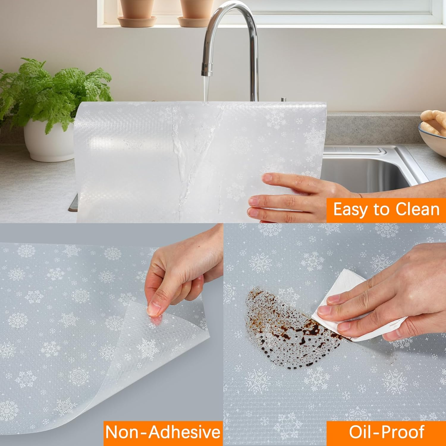Shelf Liner 30 X 500 Cm, Yiaxoyia Non-Slip Oil-Proof Cabinet Paper Drawer Liner for Kitchen Cabinet, Refrigerator, Shelves, Storage, Desks, Washable & Non Adhesive (Flower, 30W X 500L Cm) image number 6
