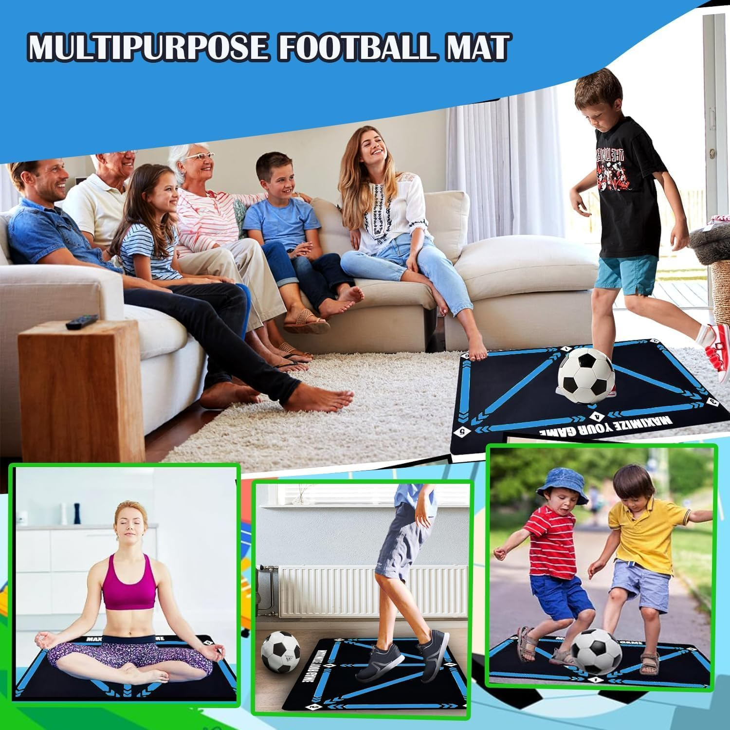 Football Footstep Training Mat, Soccer Training Mat with Adjustable Solo Soccer Trainer Belt,Non-Slip Silent Equipment for All Ages to Improve Speed, Strength and Coordination image number 6