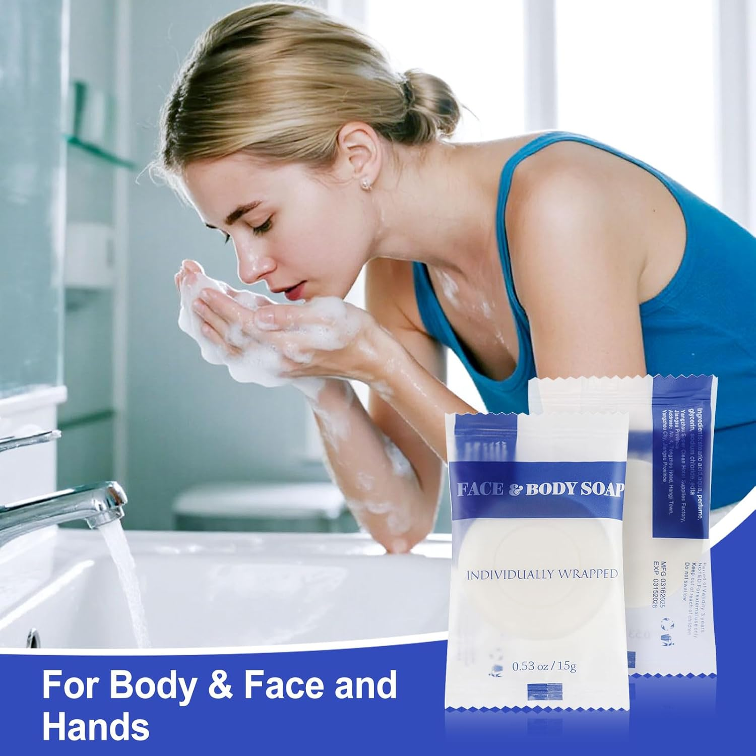 Travel Size Bar Soap in Bulk, Individually Wrapped Disposable Mini Soap for Hand Face & Body Mini Toiletries Amenities Kit Hotel, Shelter/Homeless/Nursing Home/Charity/Motel/Guest 0.53 Oz (60 Pack) image number 2