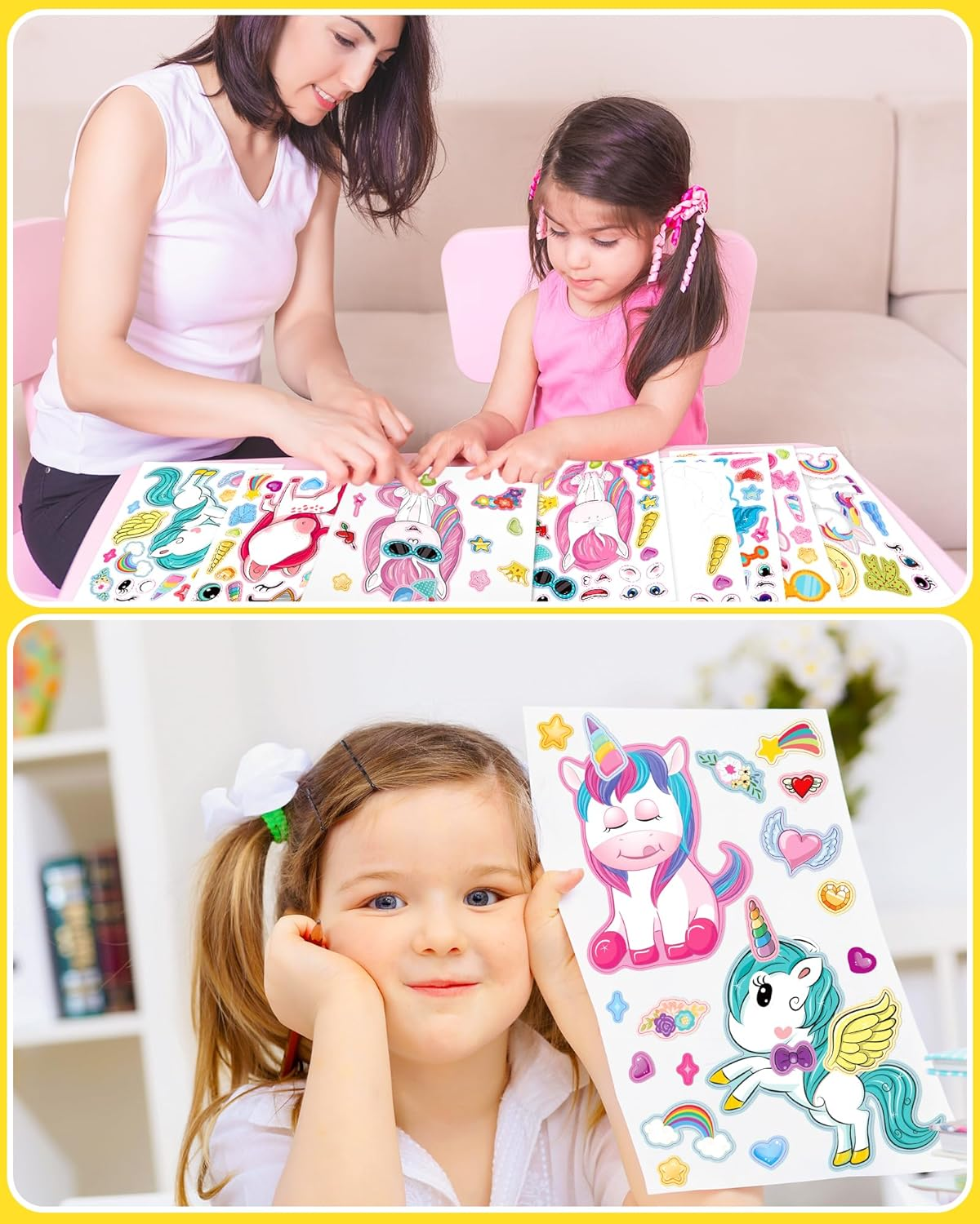24 Pcs Make Your Own Unicorn Sticker Sheet, Unicorn Party Favors Face Stickers for Kids Girls Toddlers Crafts Activities Bags Birthday Party Favors Valentines Day Gifts for Kids Classroom image number 4
