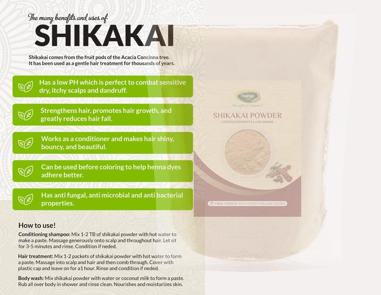 Thanjai Natural 100% Pure Shikakai (Acacia Concinna) Powder 500G for Hair Pack Powder for Damaged & Weak Hair | Excellent Hair Conditioner & Cleanser (250G X 2) image number 2