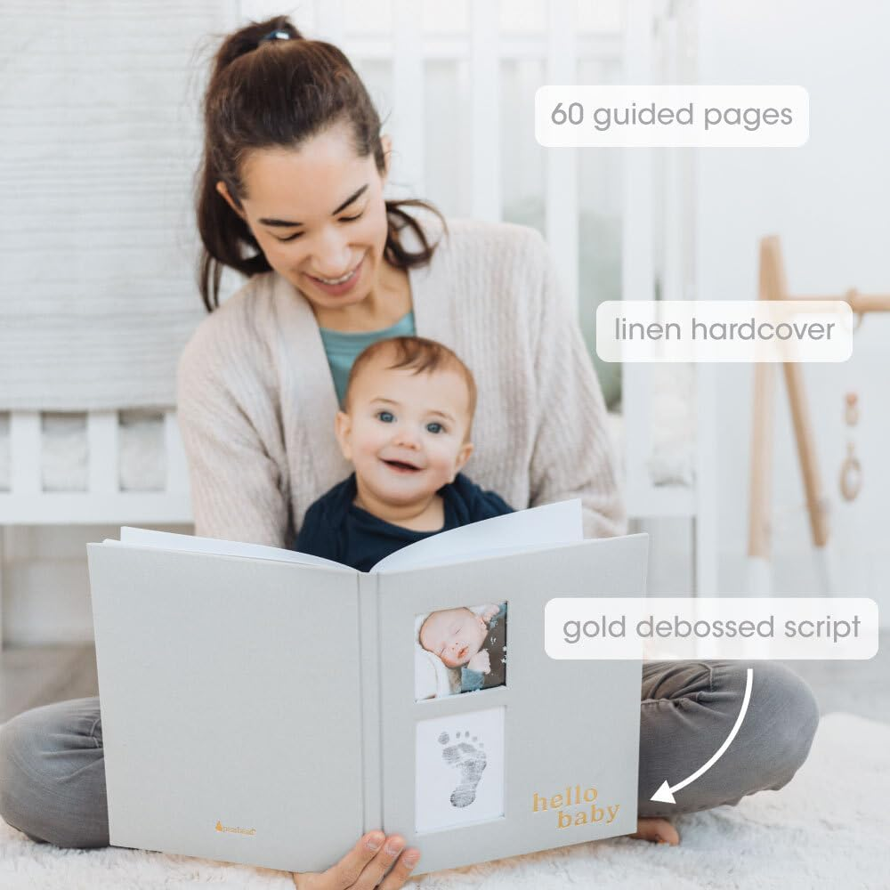 Pearhead Linen Memory Book for Baby Boy or Girl, First 5 Year Baby Book, Monthly Milsetone Scrapbook and Photo Album, My Baby Book image number 4