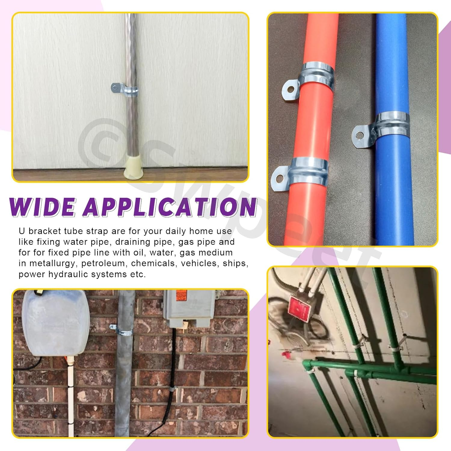 Swpeet 30Pcs 1"(25Mm) Zinc Plated One Hole EMT Pipe Strap Kit, Pipe Straps U Bracket Tube Strap Pipe Clamp 1 Hole Snap on Pipe Strap Conduit Clamps Tension Clips for Fixing EMT Conduit Pipe image number 1