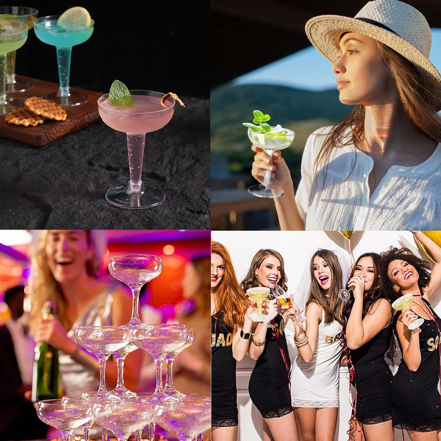 WADY 30 Pack Plastic Champagne Flutes, 120ML Plastic Champagne Glasses, 4 OZ Plastic Glitter Champagne Flutes, Perfect for Wedding, Thanksgiving Day, Christmas, Birthdays, Outdoor & Parties (Clear) image number 5