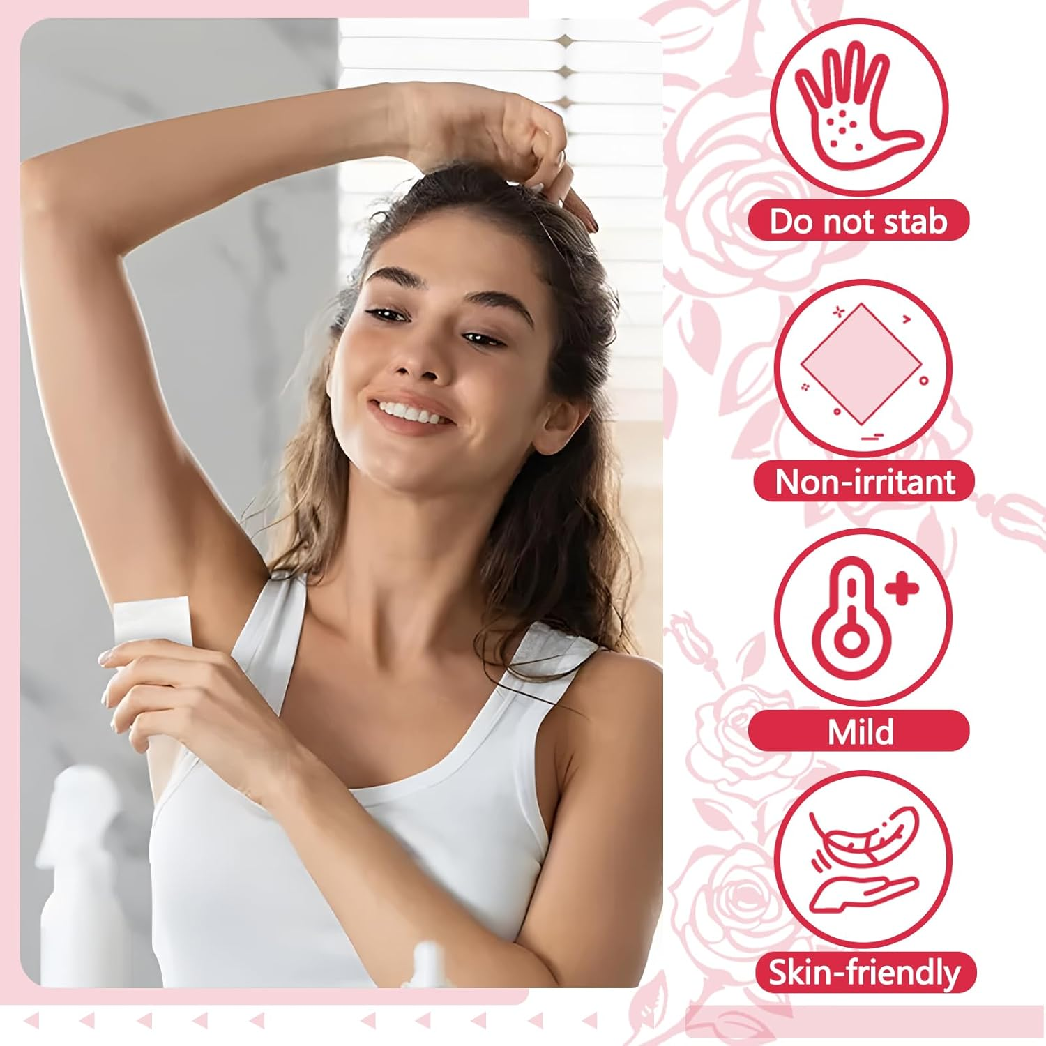 EDTOY Body Wipes 500 Pieces of Rose Antiperspirant Deodorant Wipes and Travel Deodorant Individually Wrap Hypoallergenic Mini Deodorant Underarm Sweating and Travel to Clean Skin for Female Male Teenagers image number 2