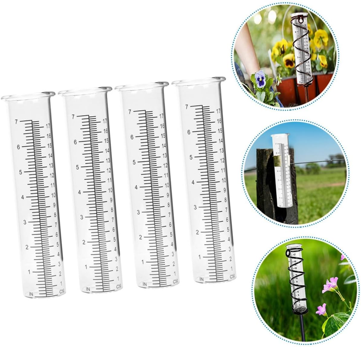 Abaodam 4Pcs Glass Rain Gauge Tubes with Scale Design Transparent Rain Measuring Tools for Outdoor Accurate Precipitation Measurement and Wear-Resistant image number 6