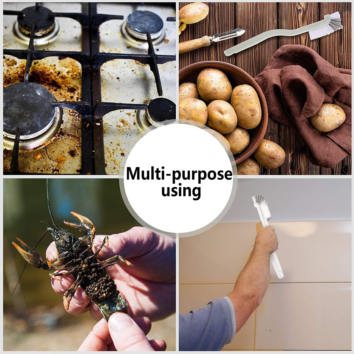 DABOBOTOOL4 Pieces Cleaning Brush Small Scrub Brush for Cleaning Bottle Sink Kitchen Brush, Edge Corner Grout Bathroom Cleaning Brushes, Sliding Door or Window Cleaning Brush image number 6