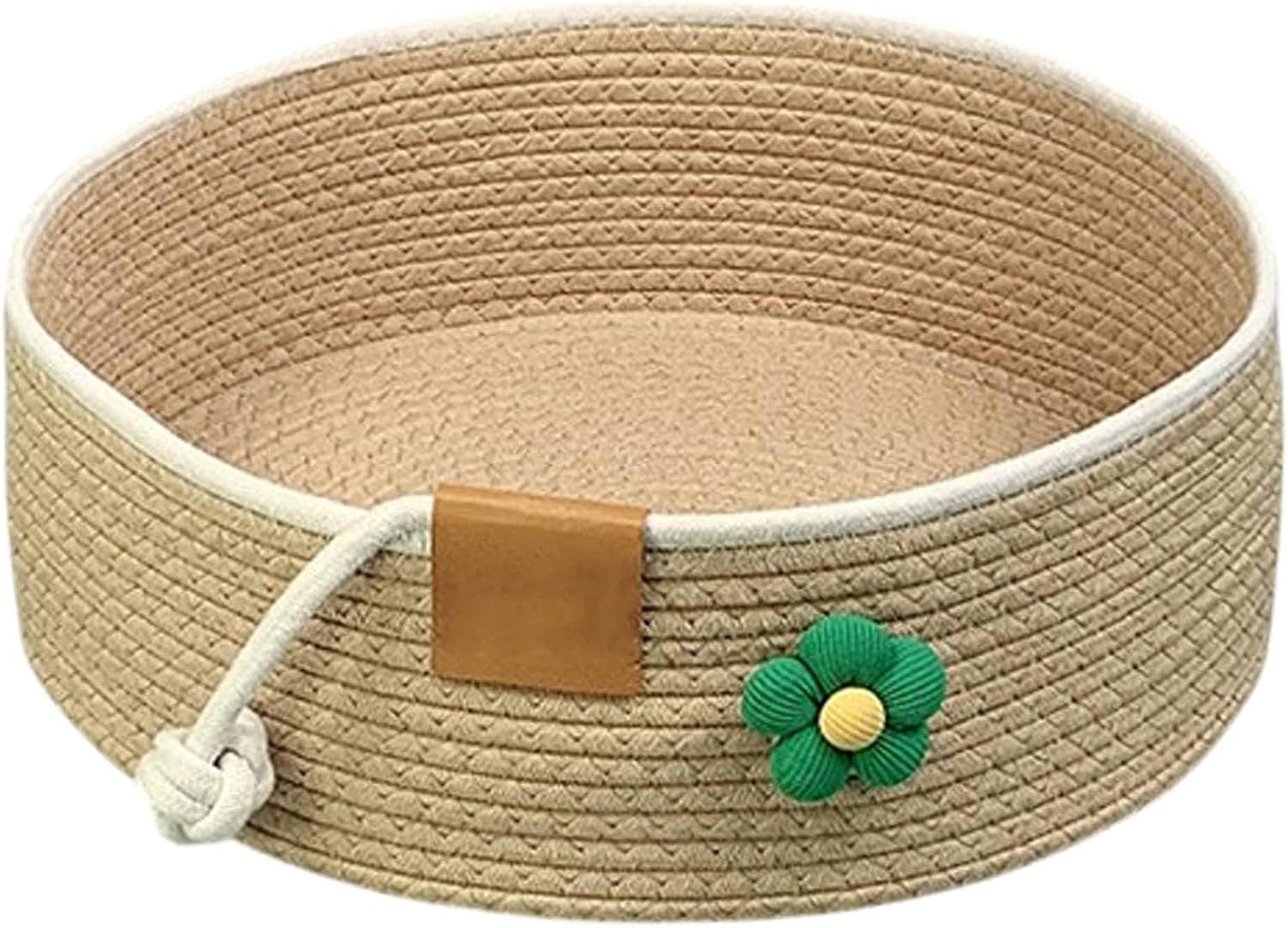 CAPASTEC Woven Cat Bed, 35 Cm Diameter, Foldable Basket Nesting Site, Breathable Pet Lounger, Claw Abrasion-Resistant Universal Kitten Bed, Khaki image number 5