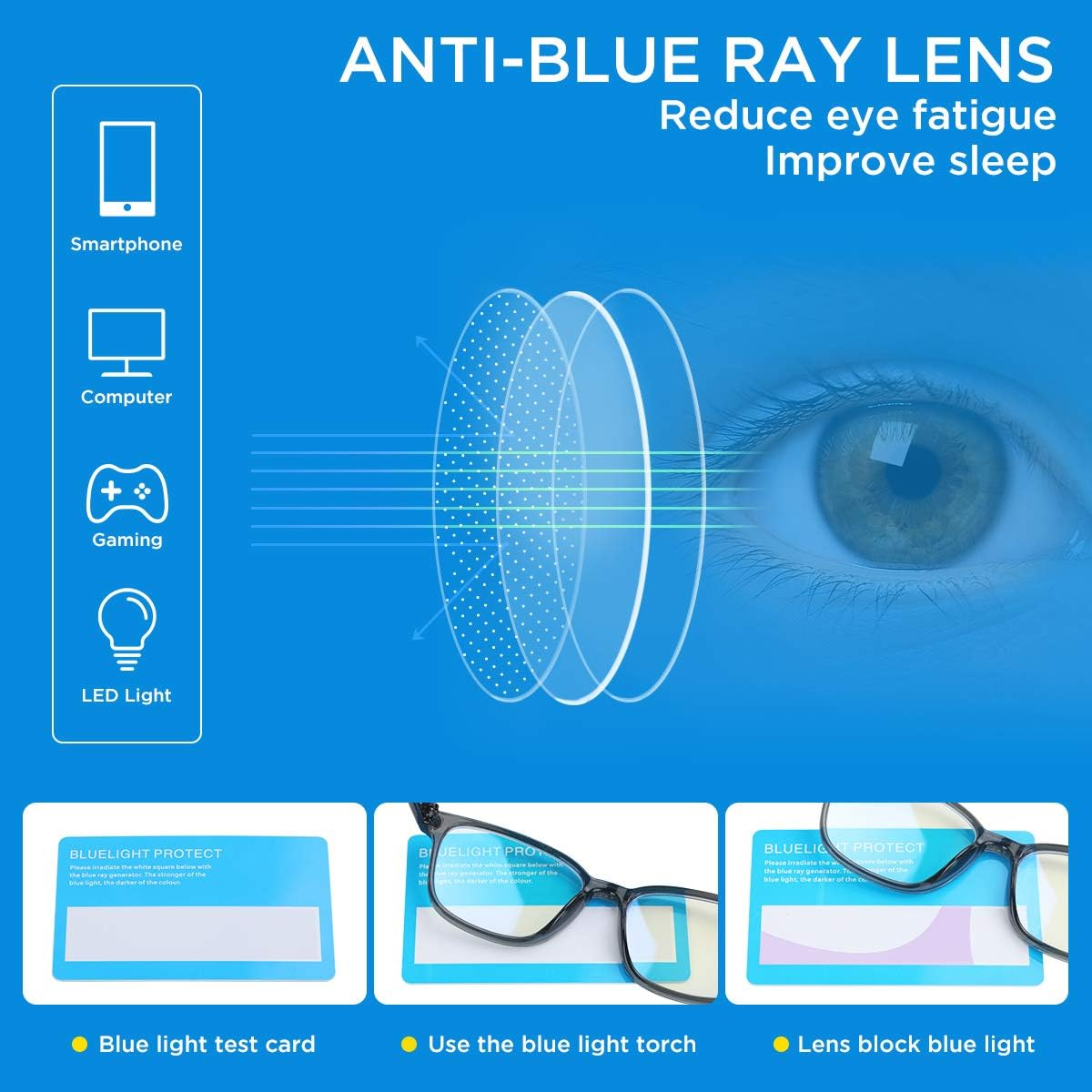 2 Pack Blue Light Blocking Glasses for Kids Ages 3-10, Computer Video Gaming Bluelight Blocker Glasses for Girls & Boys, anti Blue Light & Eyestrain & Headache (Black+ Blue) image number 5
