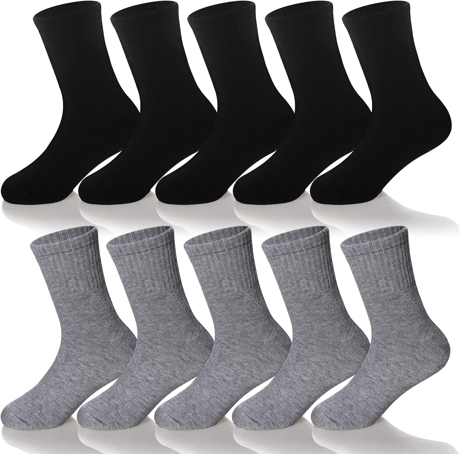 Kids Classics Crew Socks 10 Pairs Child Boy Girls Athletic Cotton Basic School Uniform Breathable Casual Sports Socks