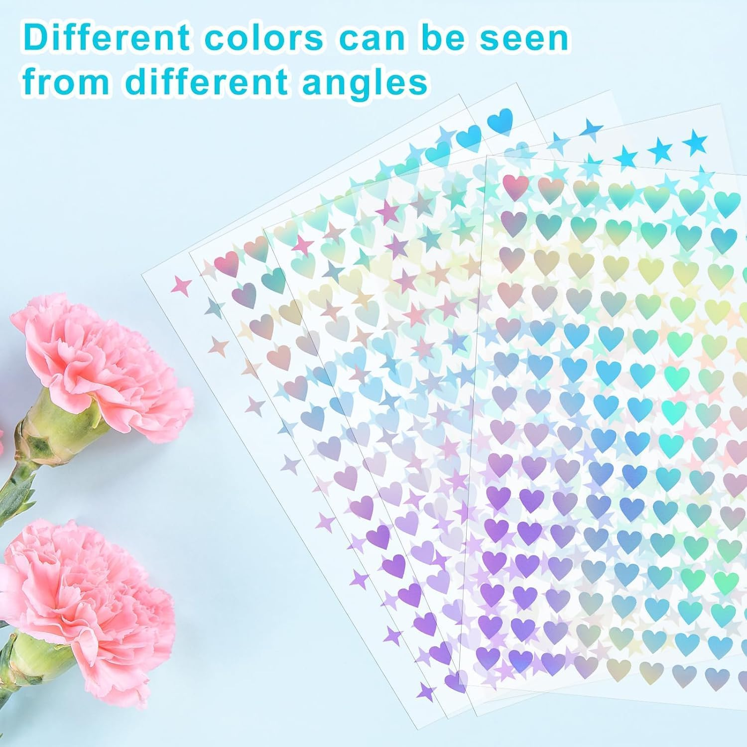 Mini Star Heart Cross Holographic Sticker, 1800Pcs Mini Star Heart Holographic Stickers,Small Stars Stickers Cute Stickers Mini Watercolor Stickers,Self-Adhesive Mini Holographic Sticker for Reward image number 1