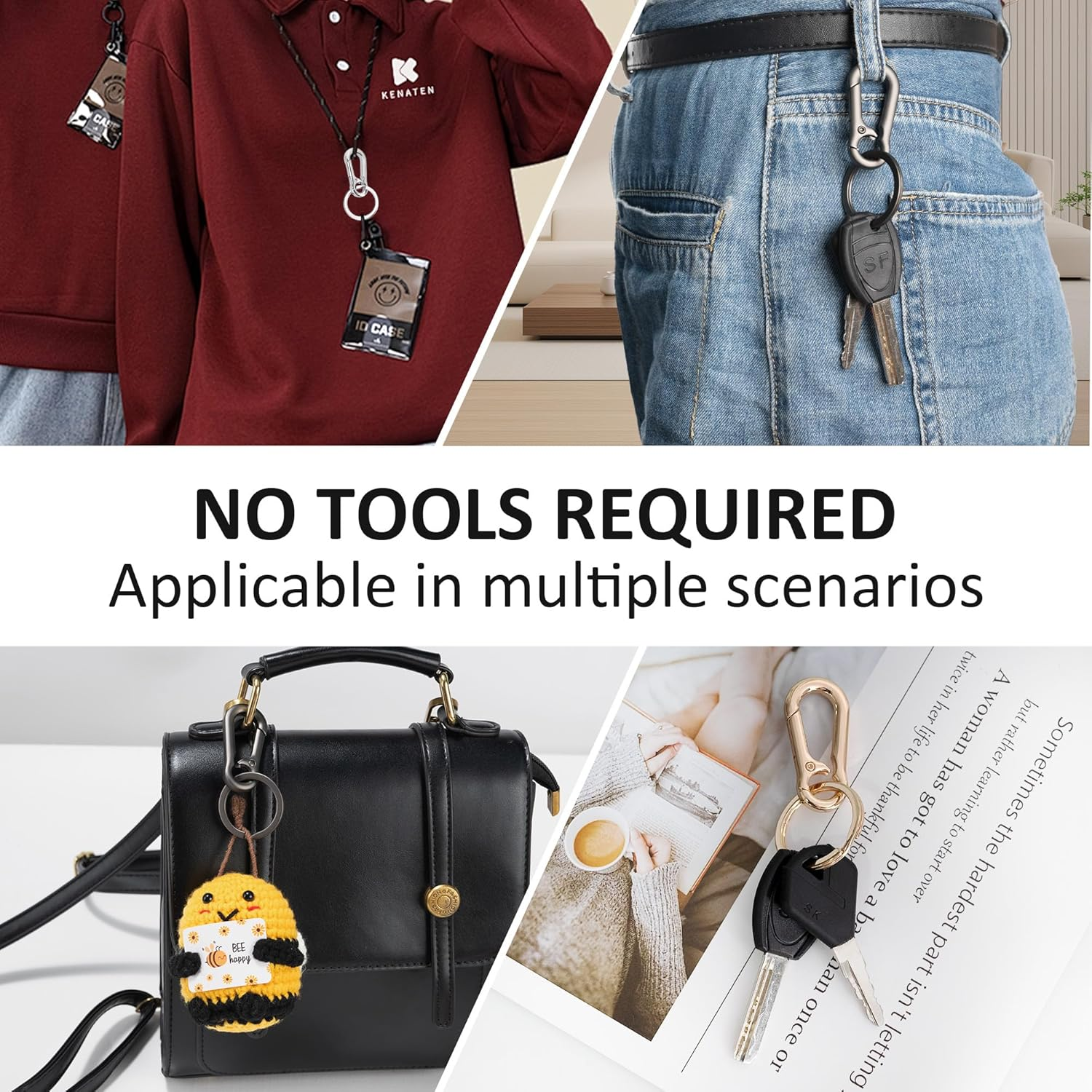 3Pack Metal Keychains Key Ring Holder Organizer Zinc Alloy Sturdy Key Chain Cut Keyring Accessories Hooks Rings Key Finder Key Ring Clip for Home Office and Car Carabiner for Women Men Gifts Travel image number 4