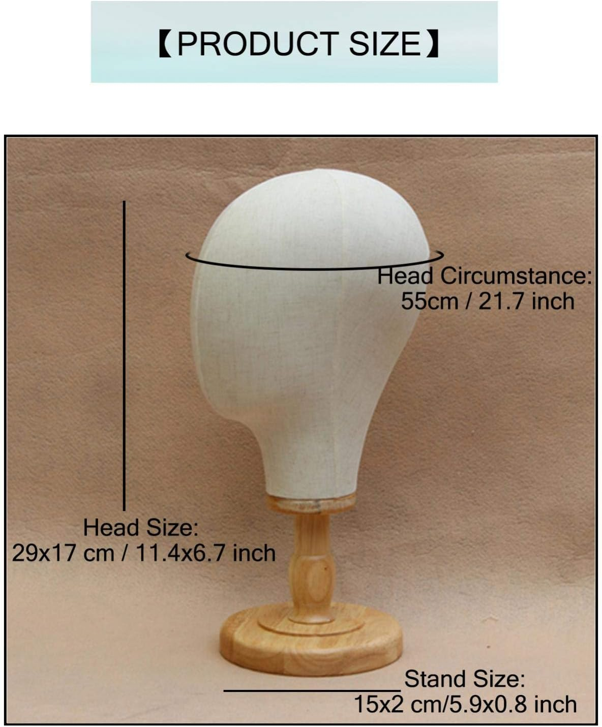 Blesiya 21 Inch Canvas Block Mannequin Head Afro Manikin Model with Wood Stand Hat Display Styling Wigs Making for Salon Shop Showcase Home image number 4