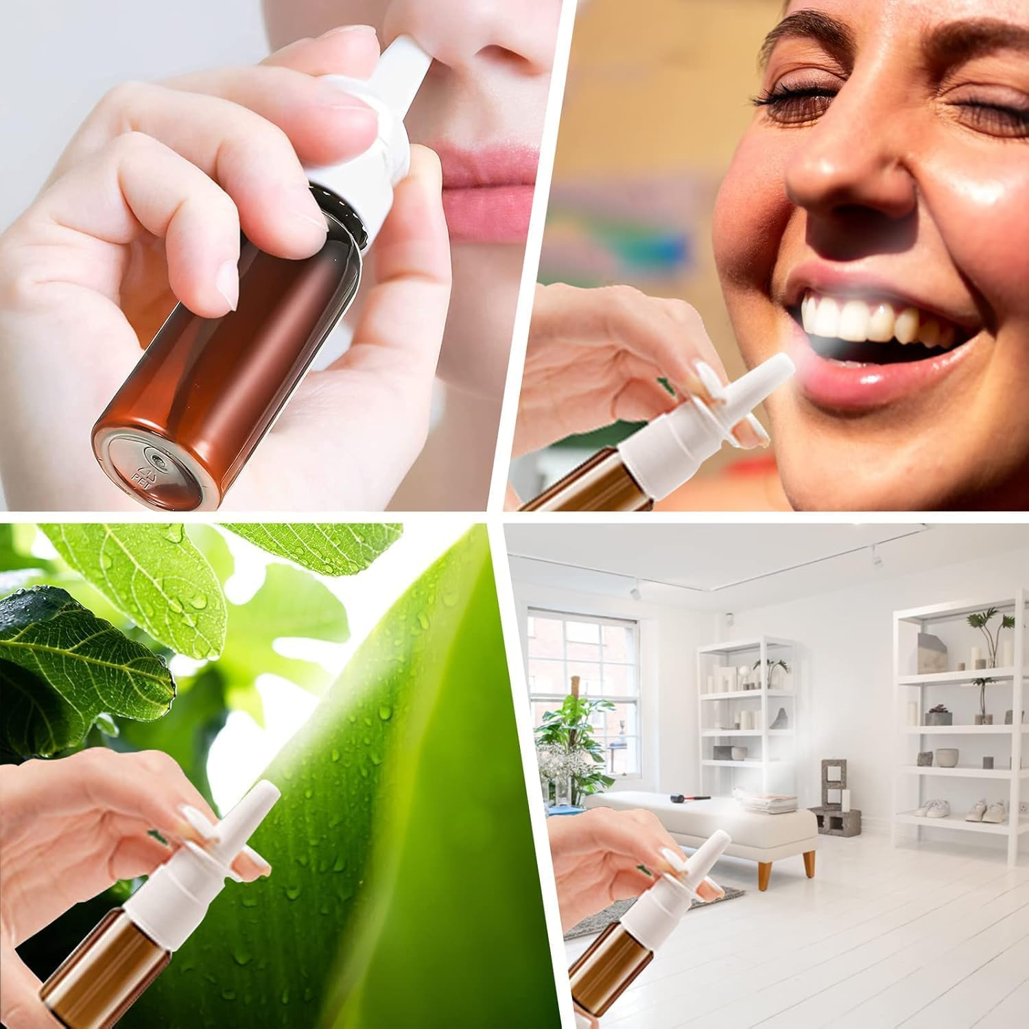 Damaill Nasal Spray Bottle, 5 Pcs 30Ml/1Oz Empty Amber Glass Bottle with Scale, Fine Mister Refillable Spray Bottles with Funnels Travel Lock Clips and Labels image number 5