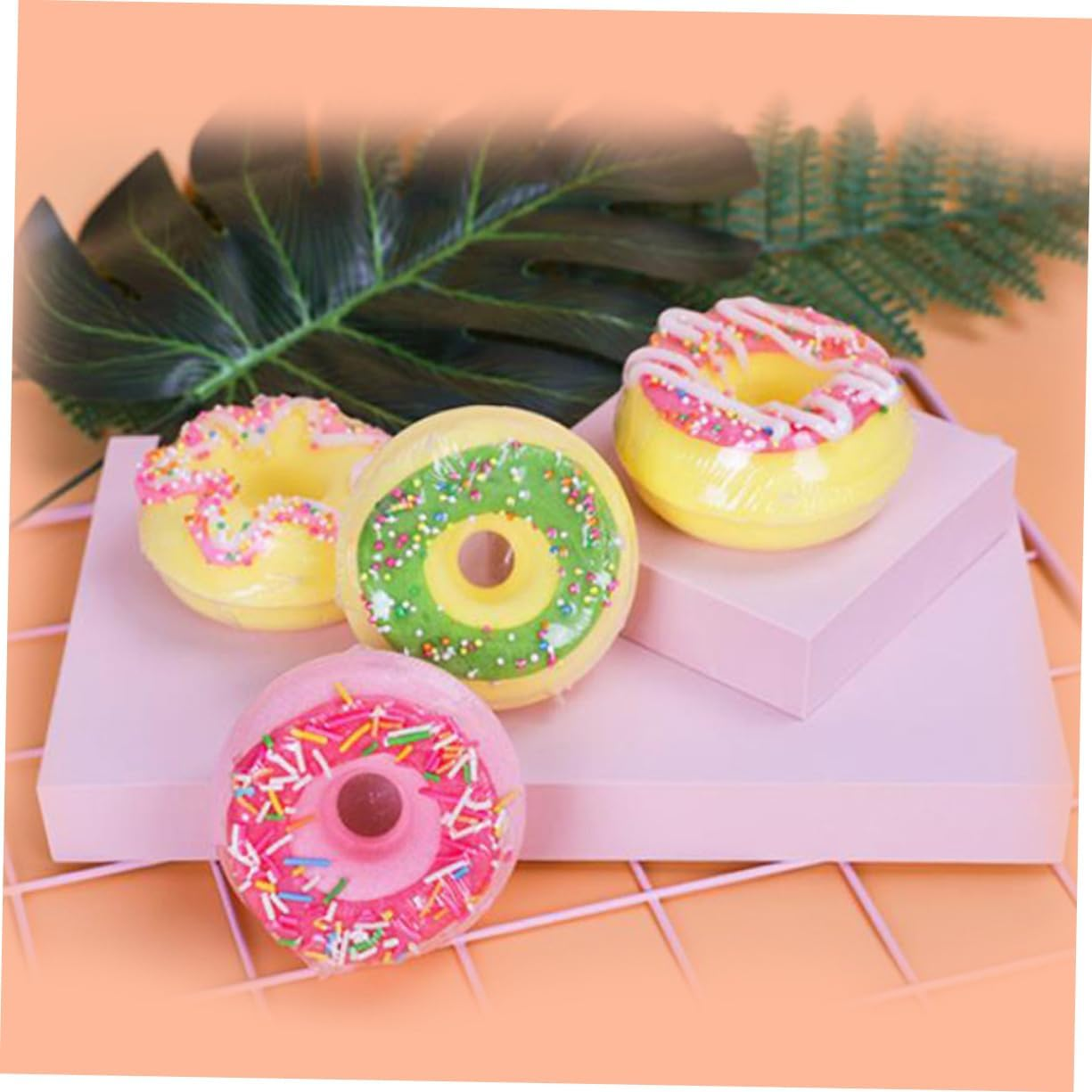 WOONEKY 4Pcs Shower Salt Balls Box Doughnut Shape Plant Extraction Fragrance Moisturizing Random Style image number 6