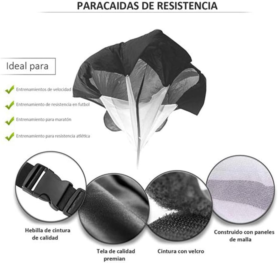 Running Speed Training Soccer Training Resistance Parachute Strength Speed Training Kids Teens and Adults 1.45X1.45M Easy to Use White&Black image number 1