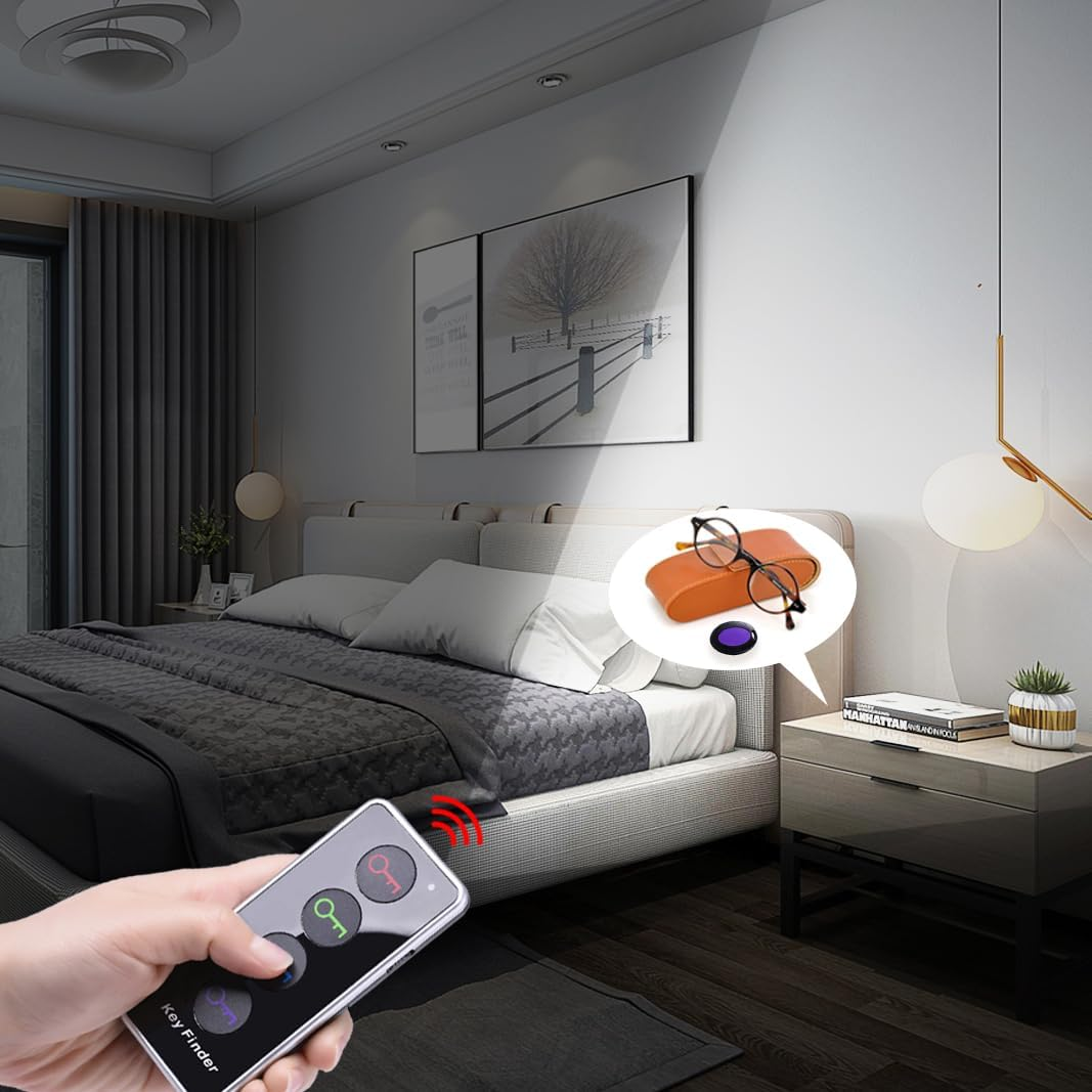Key Finder, Item Tracker with LED Flashlight Function, Chlovoe Wireless Remote Control RF Key Finder Locator Phone Pet Wallet TV Remote Tracker（1 RF Transmitter & 4 Receivers）