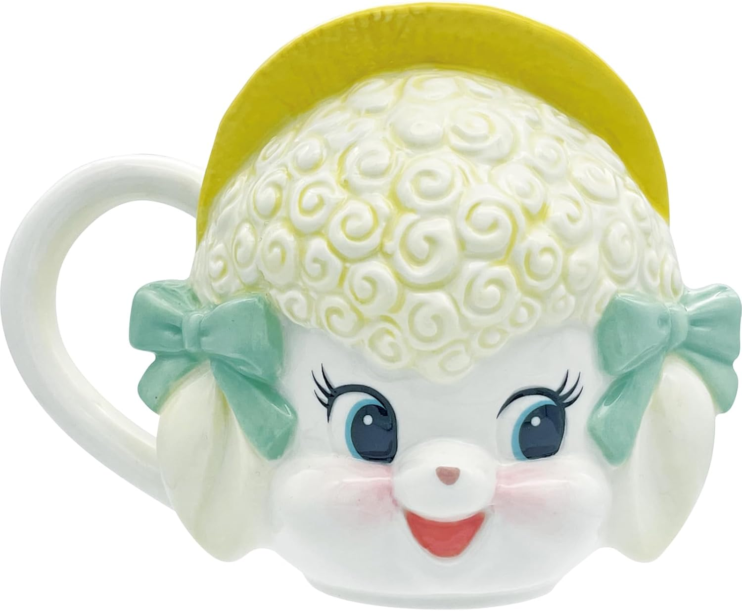 Swimmer SAN4735-4 3D Face Mug, Approx. 5.5 X 4.3 Inches (14 X 11 Cm), 7.8 Fl Oz (200 Ml), Fluffy, Dishes, Miscellaneous Goods, Swimmer Goods, Birthday Gift, White, Yellow