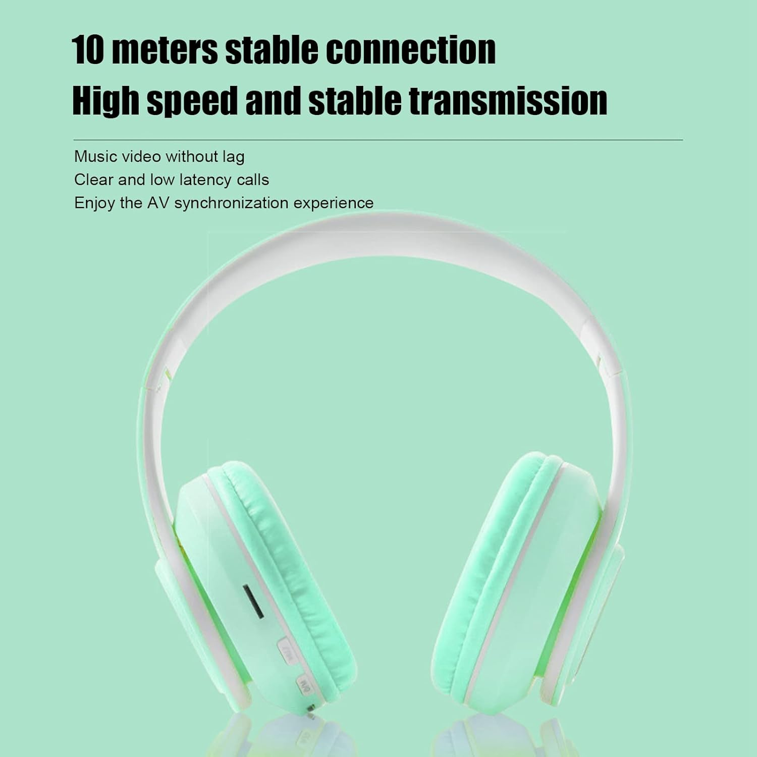 Elprico Bluetooth Headphones, Noise Reduction, Foldable Wireless Over-Ear Headphones with Colourful Light for Phone Laptop (Green) image number 2