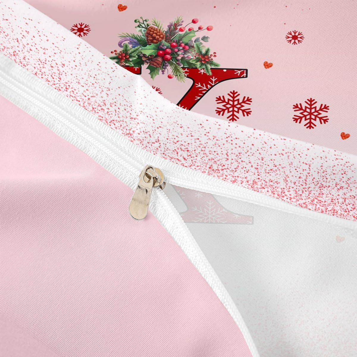 Homemissing Children'S Pink Christmas Theme Bedding Set 135 X 200 Cm Alphabet Personalised Initials Letter X Duvet Cover Boys Girls Christmas Snowflakes Santa Claus Bedding Set image number 4