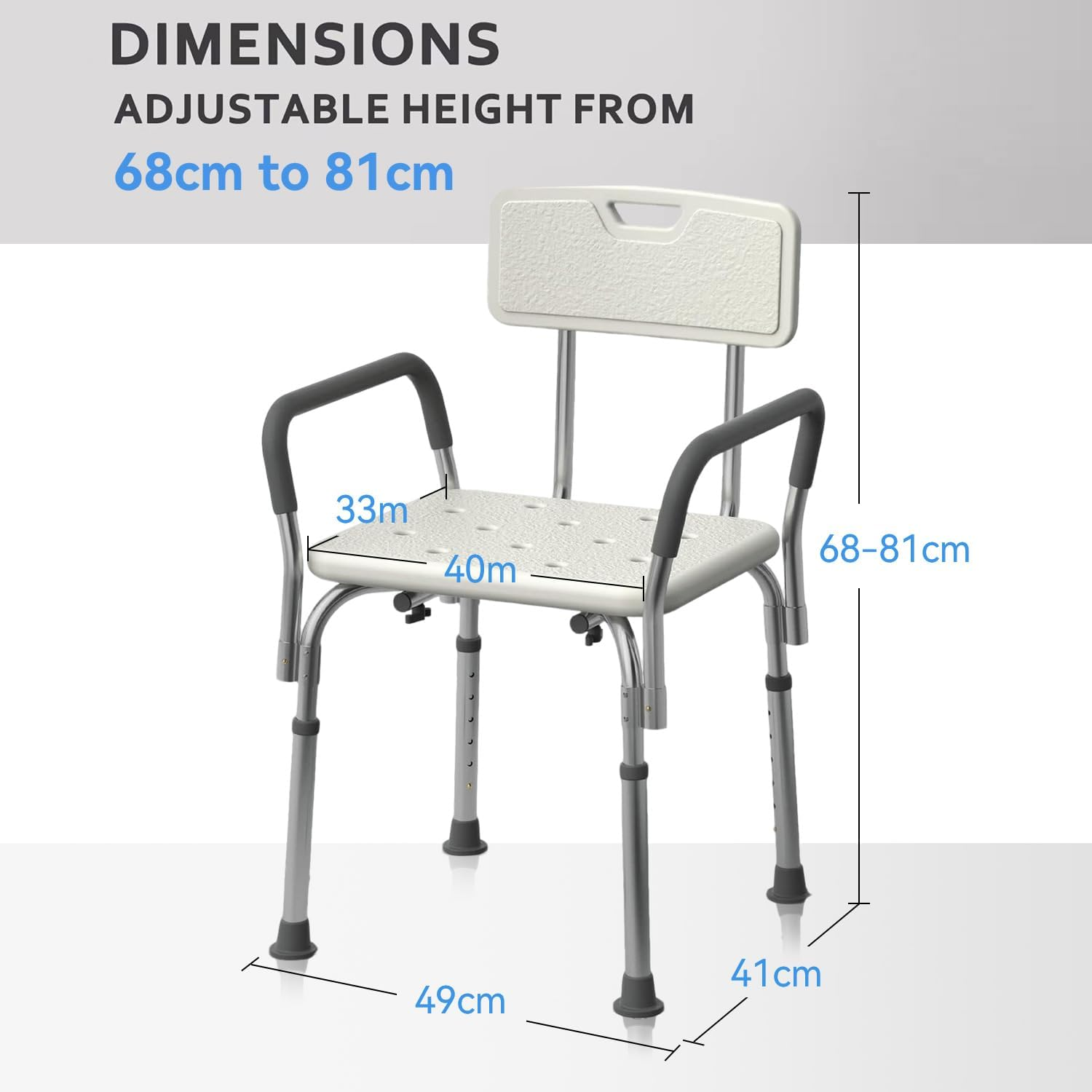 Yuking Shower Chair Seat with Padded Armrests and Back Heavy Duty Shower Chair for Bathtub Slip Resistant Shower Seat with Adjustable Height Shower Chair for inside Shower with 350 Lb Capacity image number 6