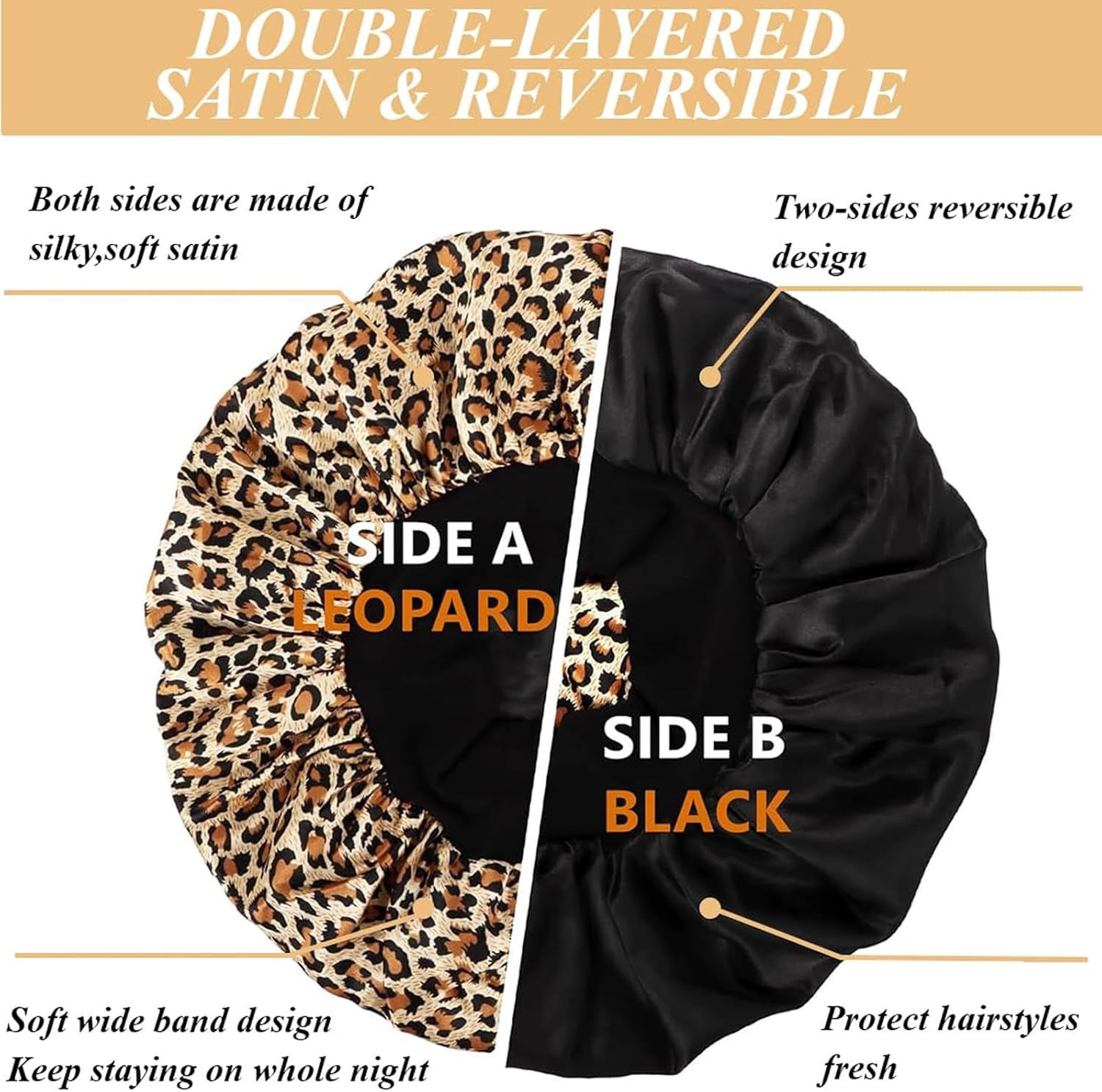 Silk Bonnet Sleep Cap Silk Elasticity Satin Hair Cap for Night Soft Bonnet Sleep Cap for Women image number 1