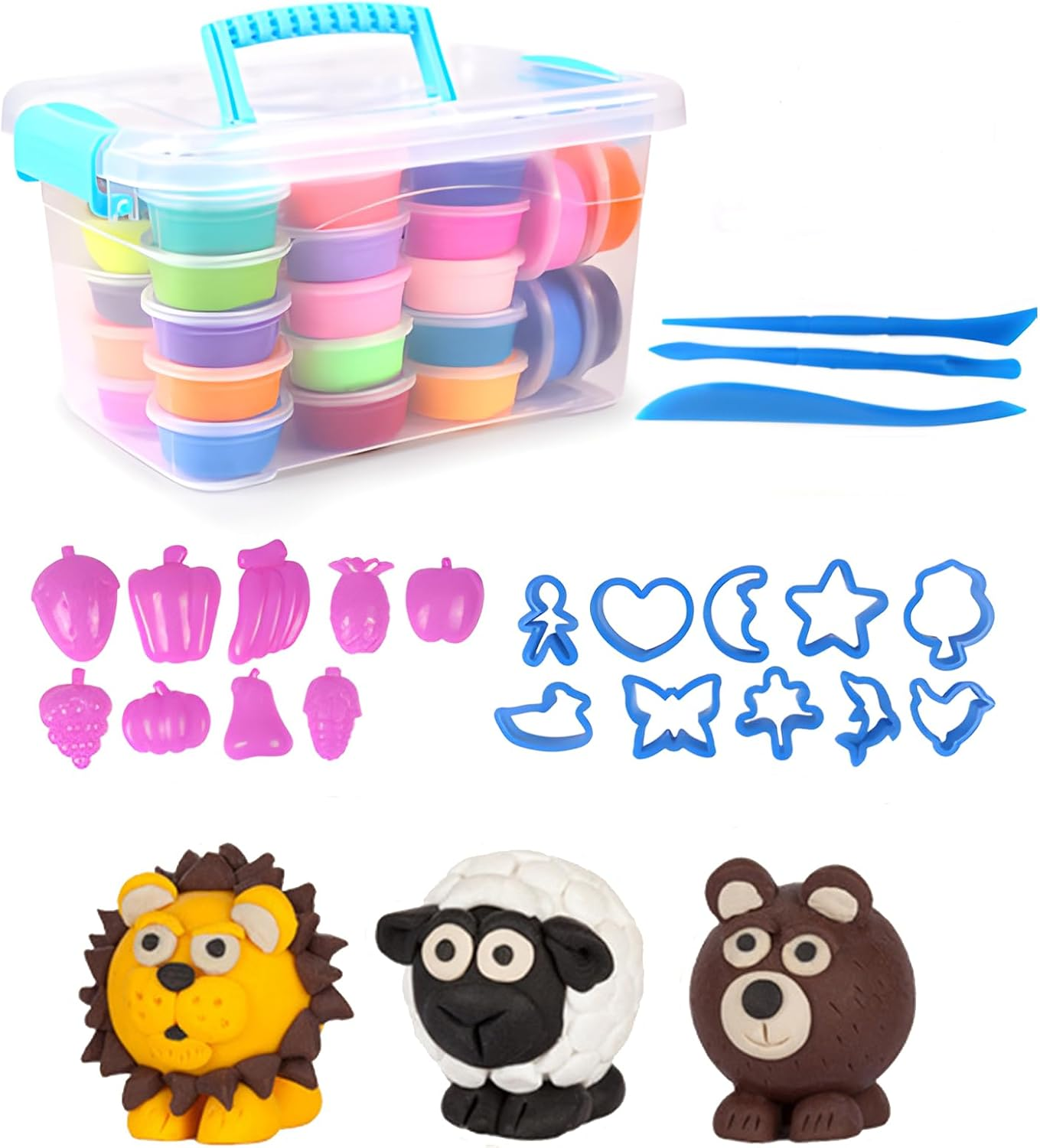 FJLYZL Clay Air Dry Clay,36 Colors Ultra Light Set for Kids,Diy Modeling Clay with Tools Starter Kit,Educational Creative Magic Clay Art Set Boys Girls 3+ image number 5