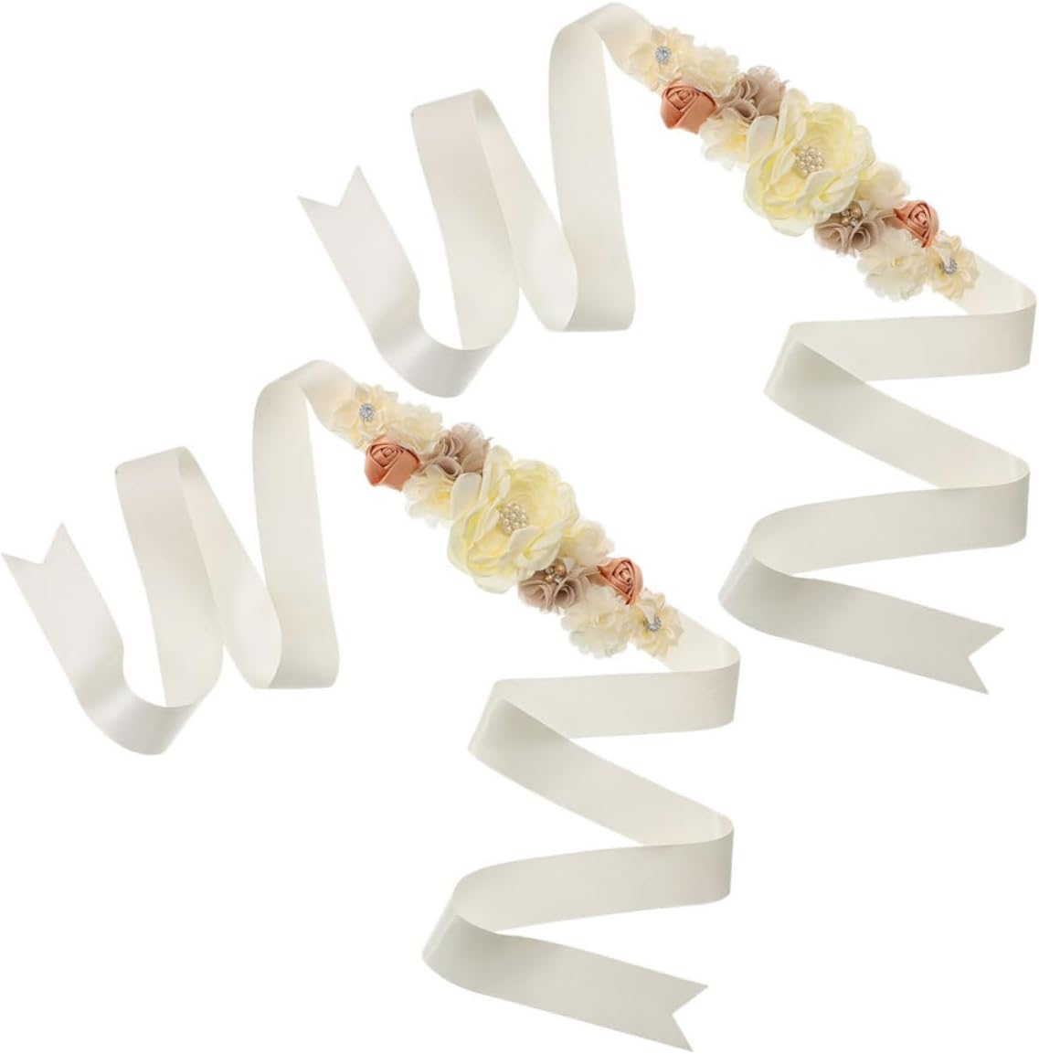 Abaodam 2Pcs Elegant Maternity Sash Belt Flowers Rhinestones for Shower Celebrations Keepsake for Expecting Mothers for Gender Reveal Events