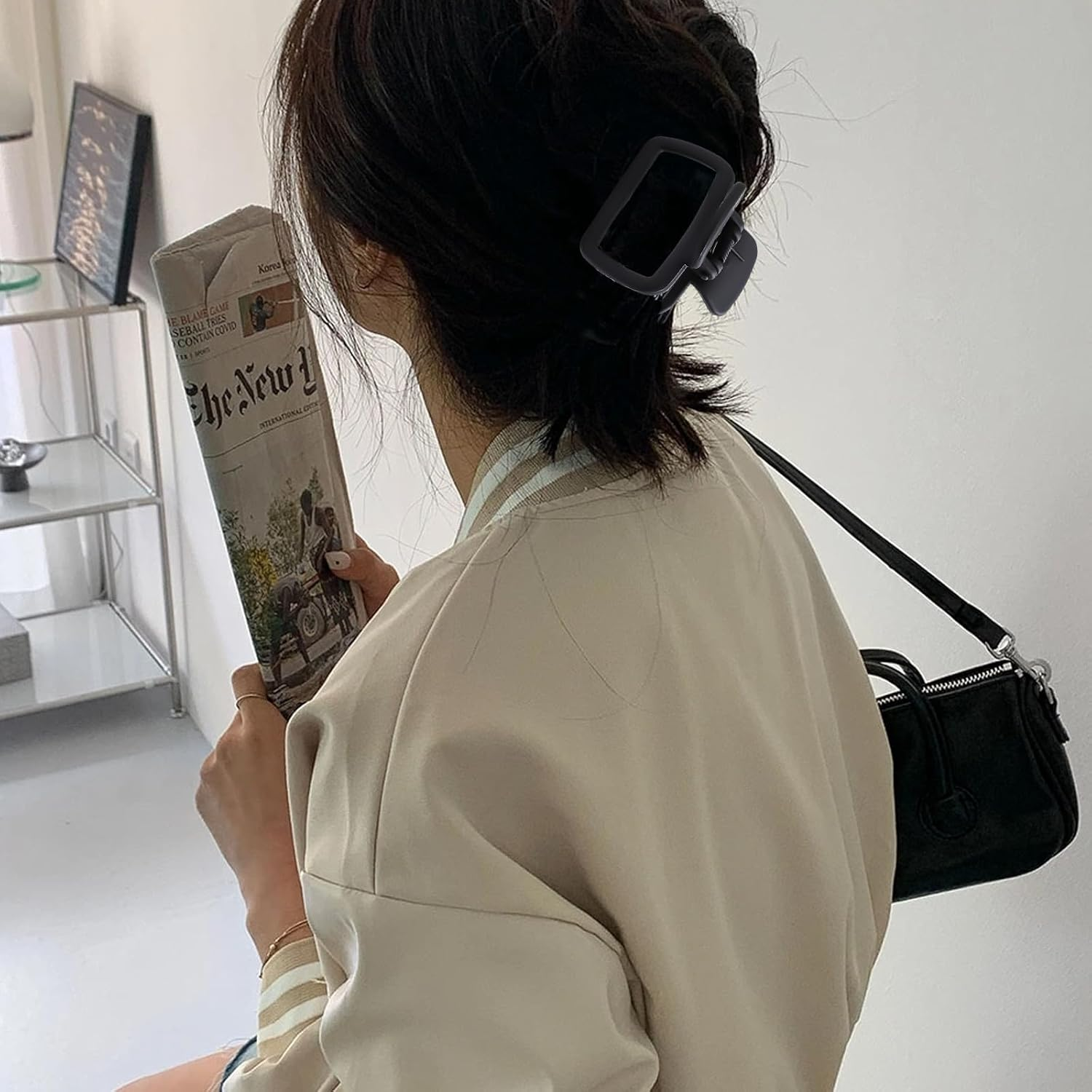 4-Piece Set Elegant Square Hair Clips, Matte Claw Clips, Non-Slip Design, Strong Hold, Hair Styling Accessories for Women and Girls image number 6