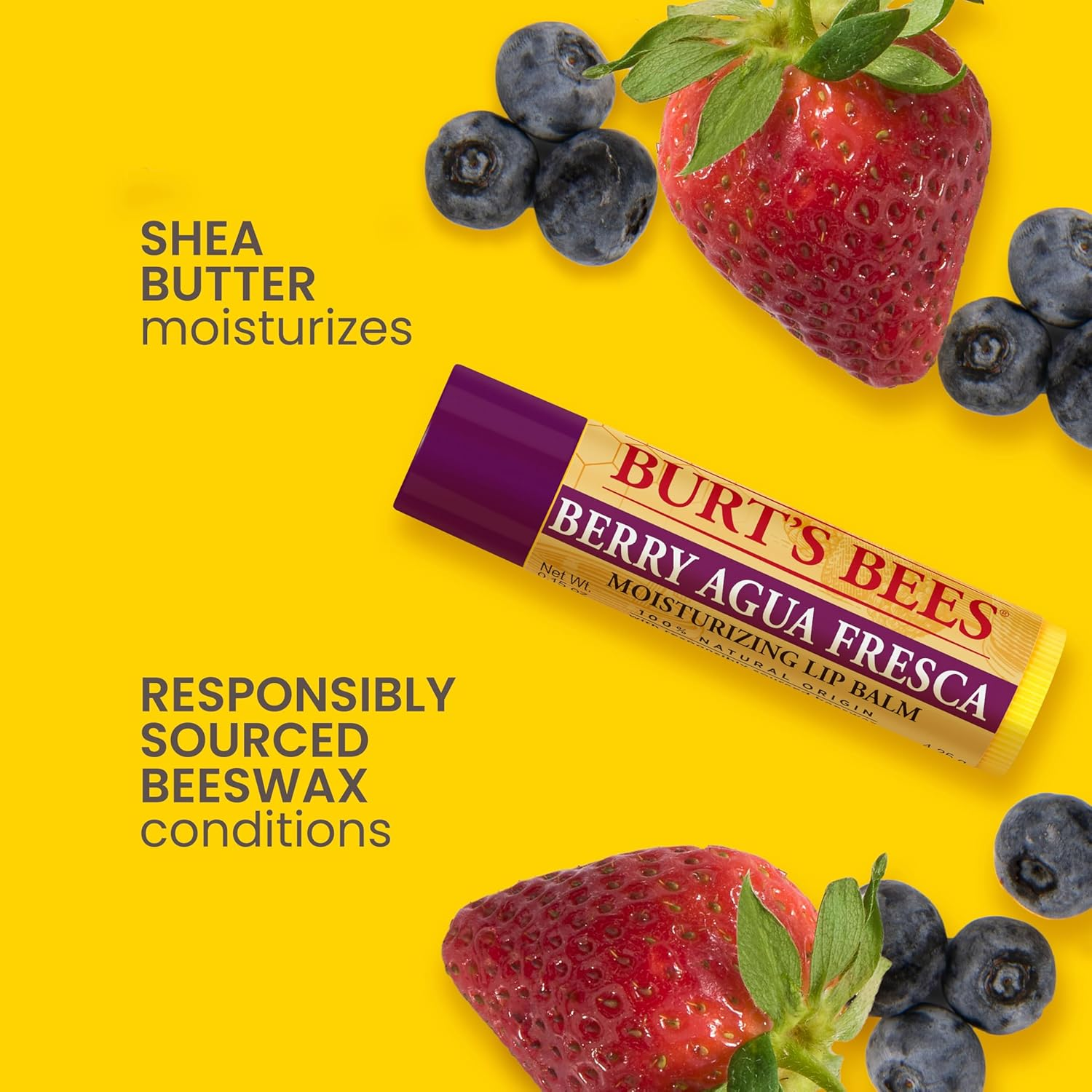 Burt'S Bees 100% Natural Origin Moisturising Lip Balm Set, Tropical Pineapple, Berry Agua Fresca, Dragon Fruit Lemon and Coconut and Pear, 4 Tubes image number 1