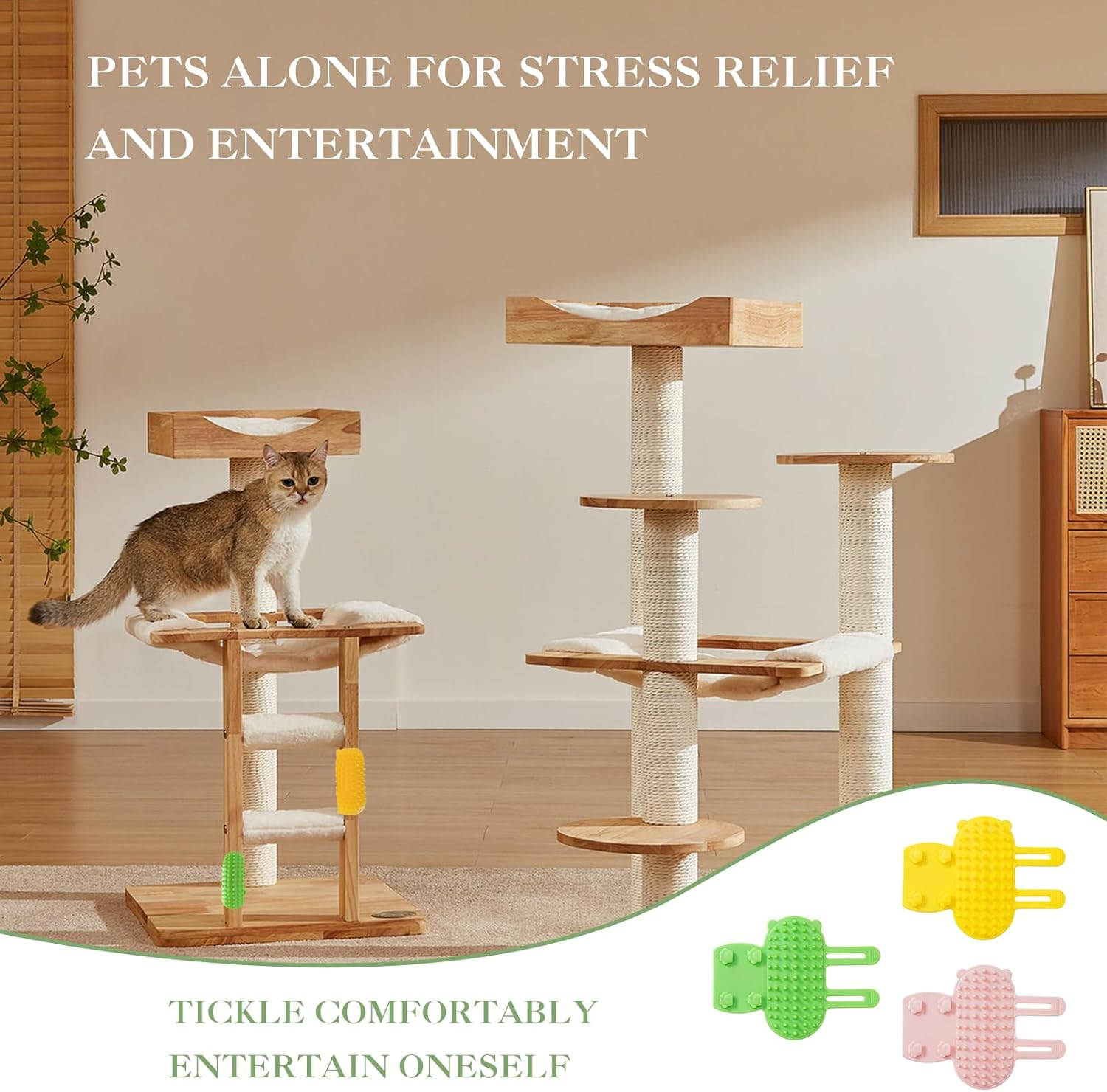 3 Pcs Cat Self Groomer Brush,Soft Silicone 2-In-1 Cleaning Pet Brush,Pet Tickling Massage Brush for Short Long Haired Cat and Dog,Cat Face Scratchers for Table Legs Climbing Frame image number 6
