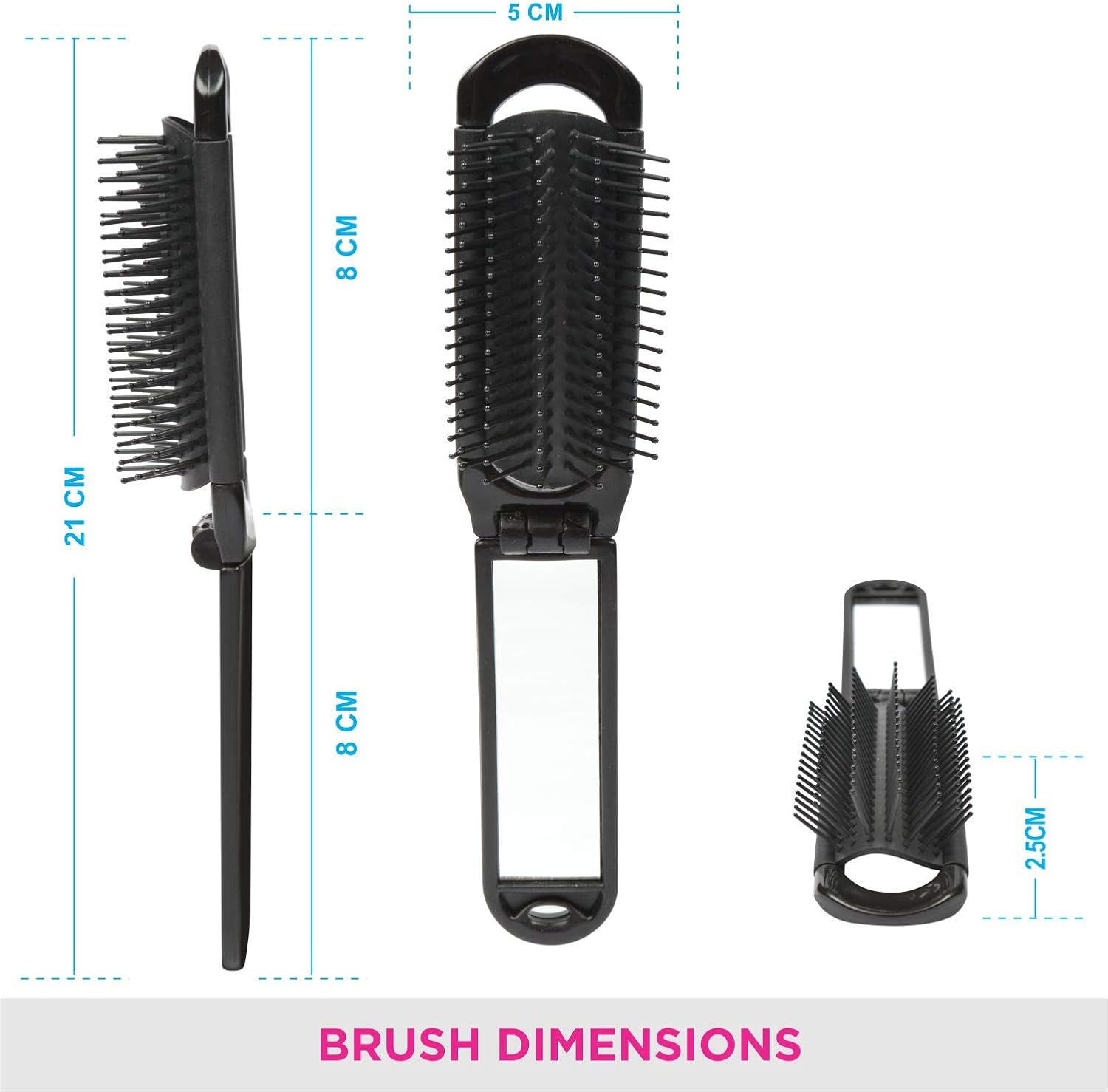Vega Folding Hair Brush with Mirror, Color May Vary image number 5