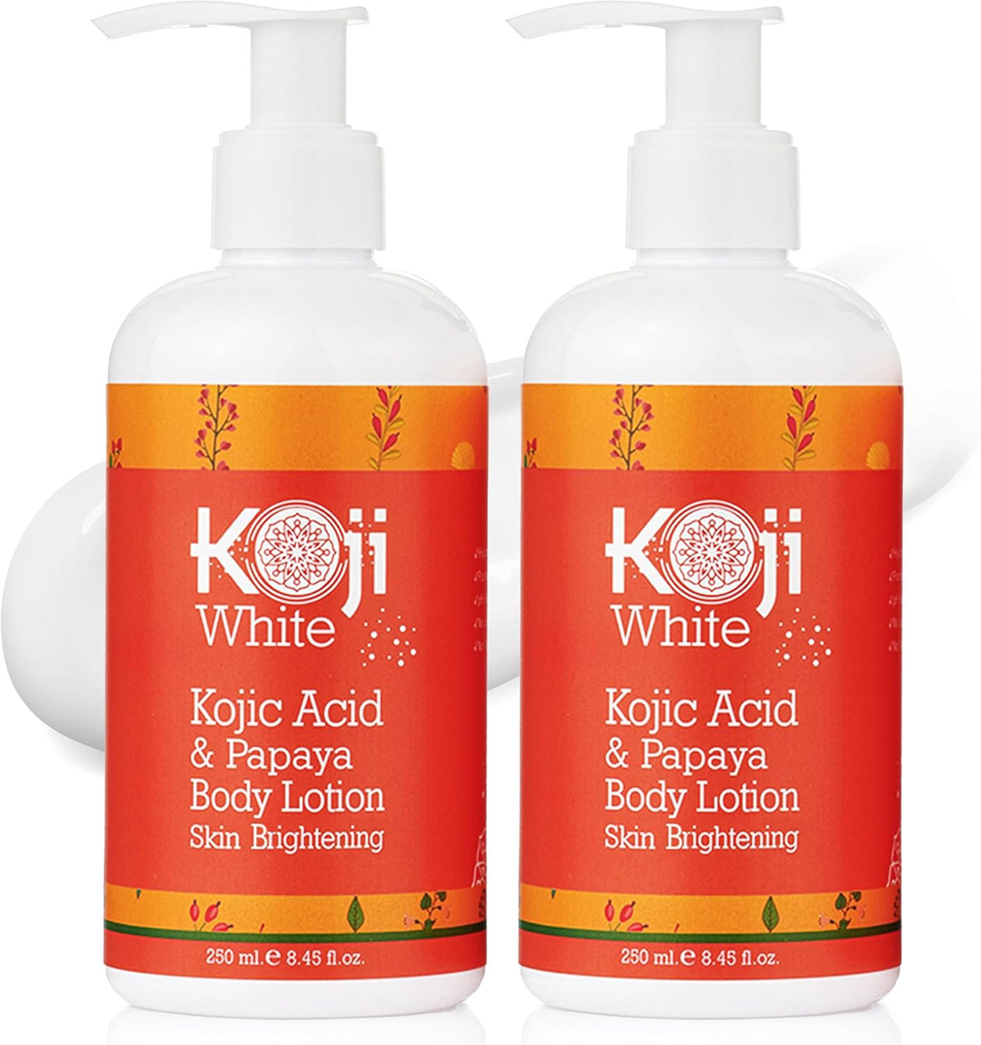 Koji White Kojic Acid & Papaya Body Lotion - Skin Brightening, Nourishing, Radiance, Vegan, 8.45 Fl Oz (2 Bottles) image number 2