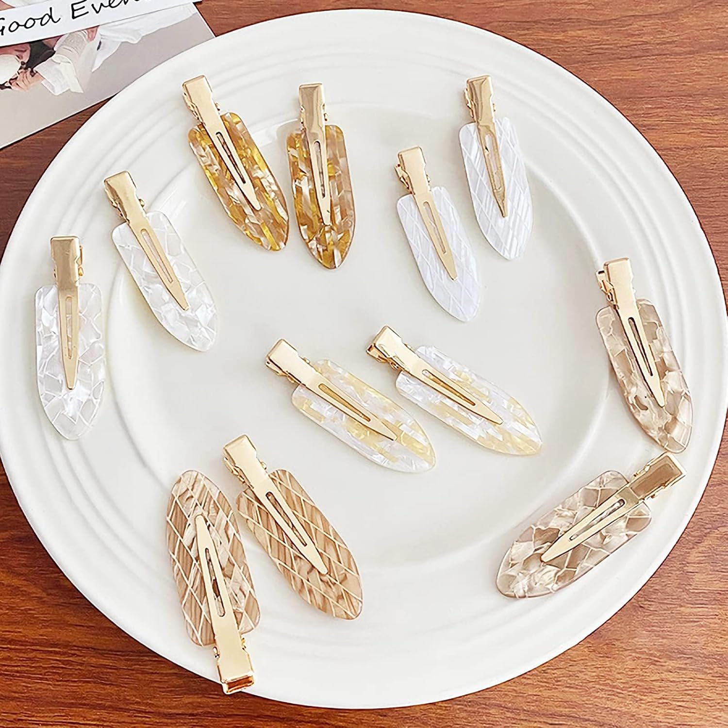 SZTTY 12 Pcs No Crease Hair Clips for Styling, Creaseless Flat Clips for Women & Girls, 6 Elegant Colors for Daily Hair Care & Styling image number 1