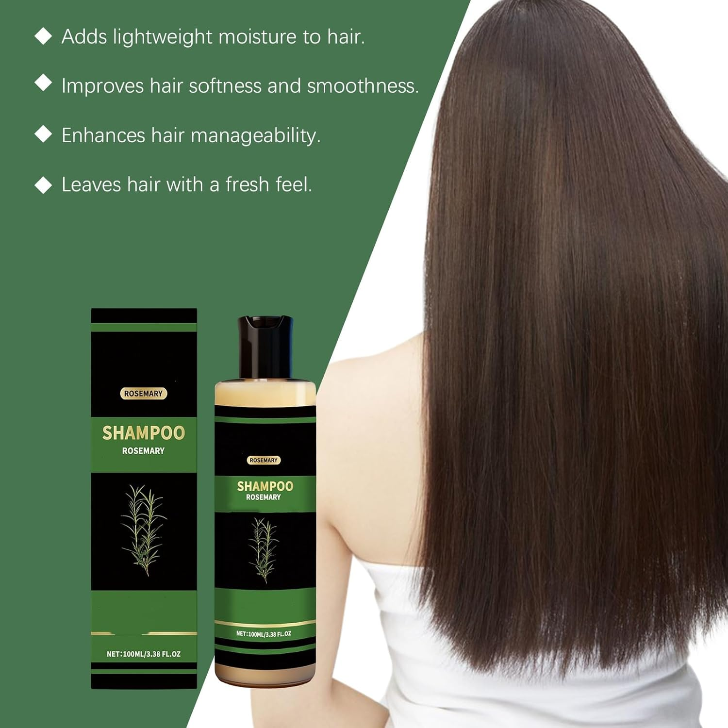 Rosemary Shampoo, Gentle Cleansing Formula for Full,Gentle and Mild,Leaves Hair Thick，Voluminous and Soft, Smoothing and Easy to Style, Long-Lasting Freshness,Lightweight (2PCS) image number 3