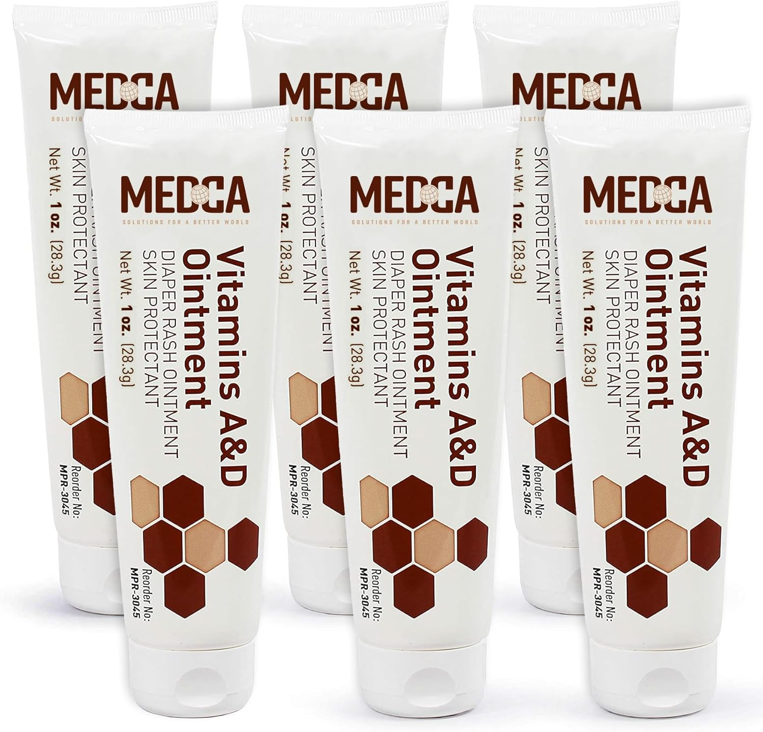Medca Vitamin a & D Diaper Rash Ointment- Protectant Cream for Sensitive Baby Skin - Lanolin & Petrolatum Formula, Dry-Cracked Hands/Feet/Face Skin, 1Oz Tube, Pack of 6 image number 2