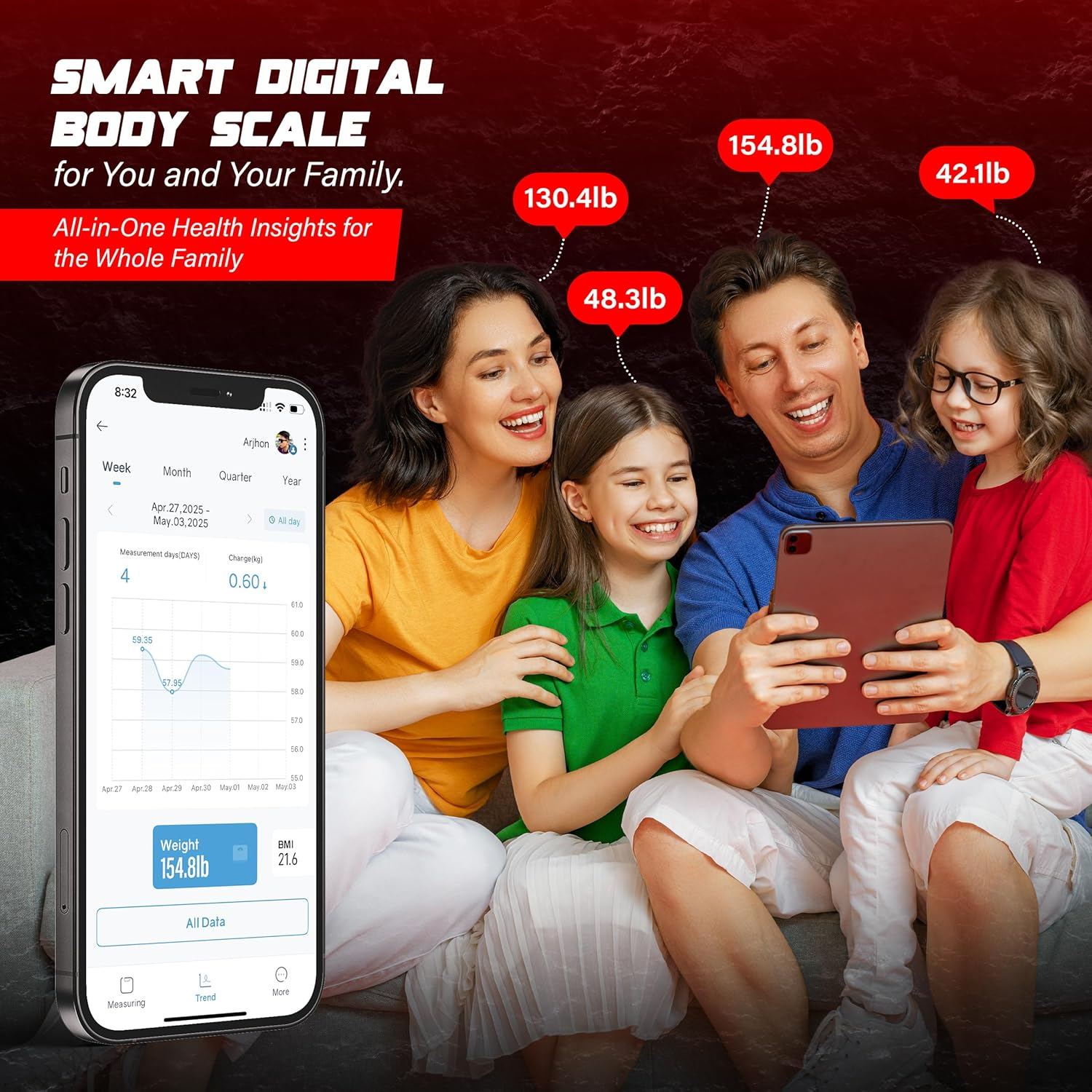 Smart Body Composition Scale with Bluetooth App &ndash; Digital Bathroom Weighing Scale for Weight, Fat, BMI & Muscle &ndash; Body Scanner Analyzer with 29 Metrics, Accurate Smart Fitness Scale image number 1