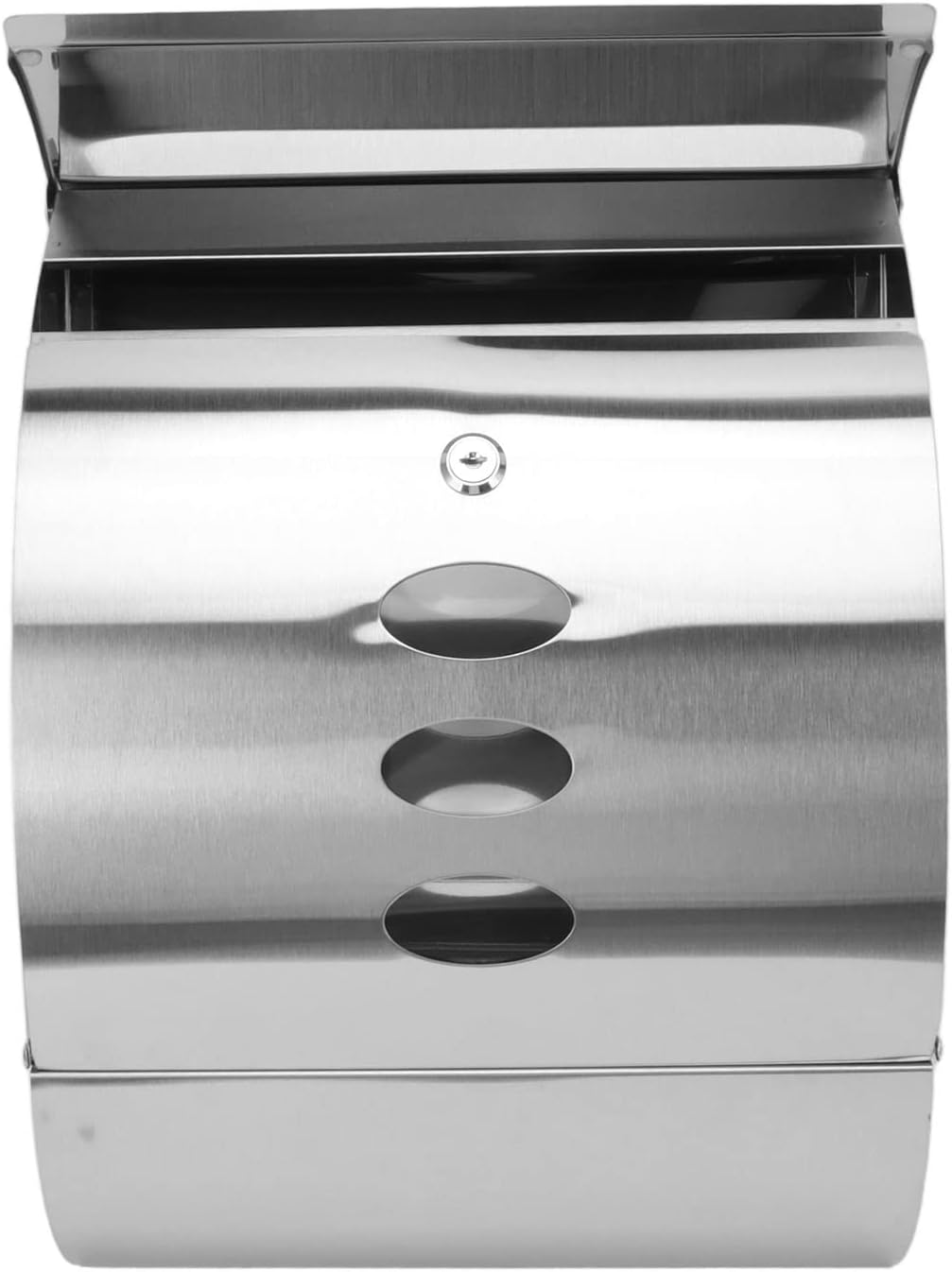 Wall Mounted Mailbox, Stainless Steel Rainproof Locking Security Mailbox with Key Lock Large Capacity Mail Post Box Curved Letterbox for Home Outdoor, Easy to Install image number 5