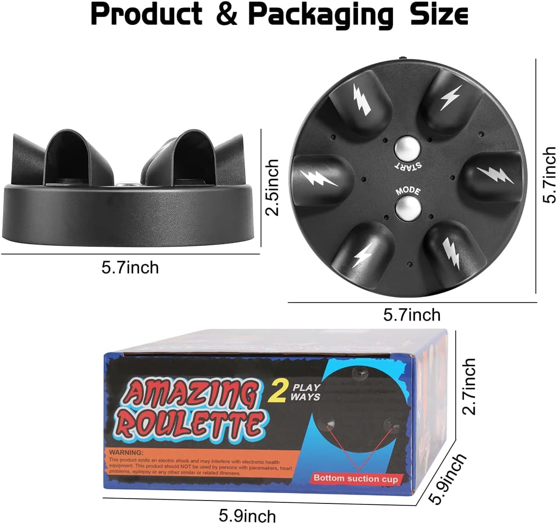 Lie Detector Game Roulette Reloaded Shock Game Party Drinking Game for 6+ Players, Includes Lie Detector + Manual, Black, Small, Unisex, Plastic, Battery Operated, Ages 6+ image number 4