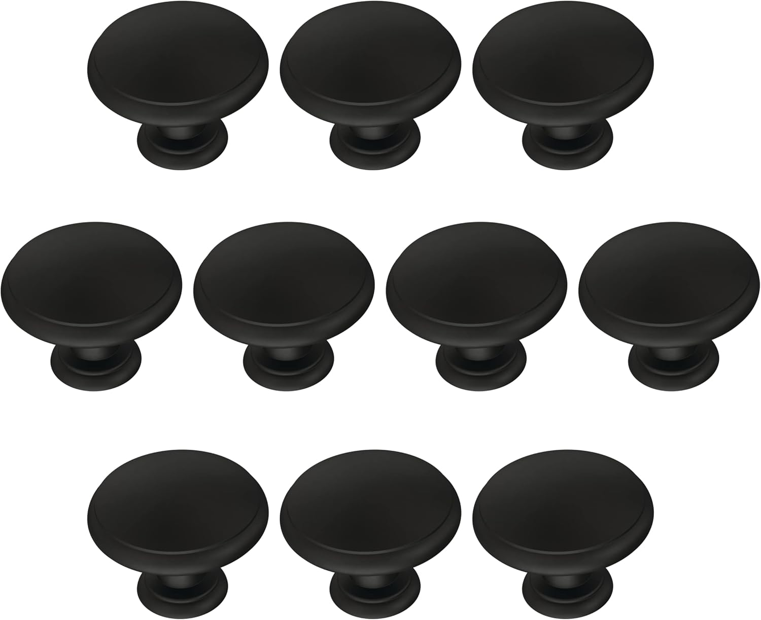 Franklin Brass Ringed Cabinet Knob, Matte Black, 1-1/4 in (32Mm) Drawer Knob, 10 Pack, P35597Z-FB-B