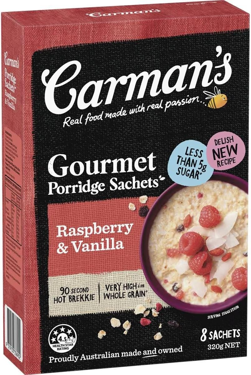Carman'S Raspberry and Vanilla Gourmet Porridge Sachets 320 G image number 1