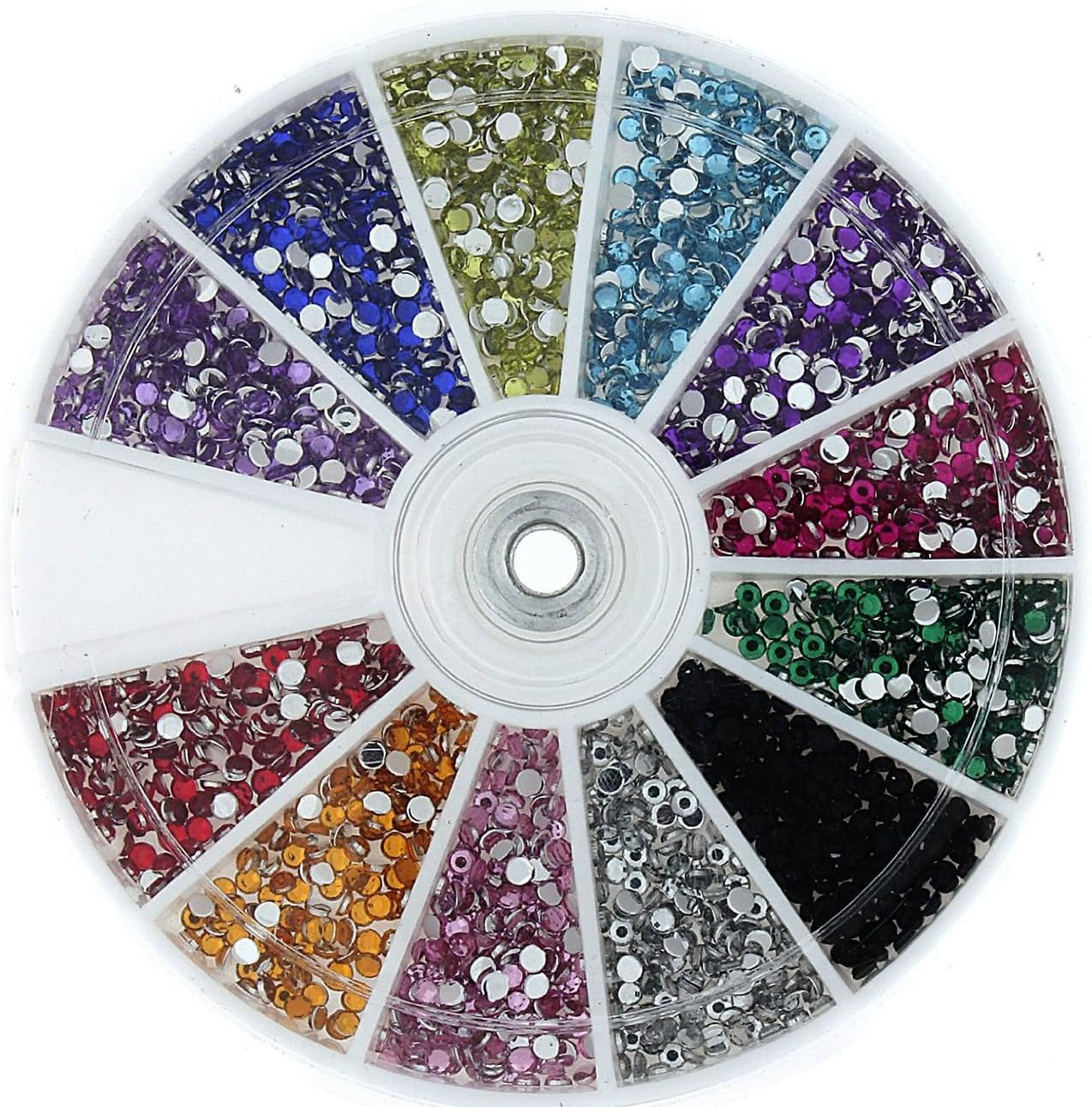 1200 Rhinestone Wheel Diamante Crystal Gems Nail Art Cards 3D Tips Decoration